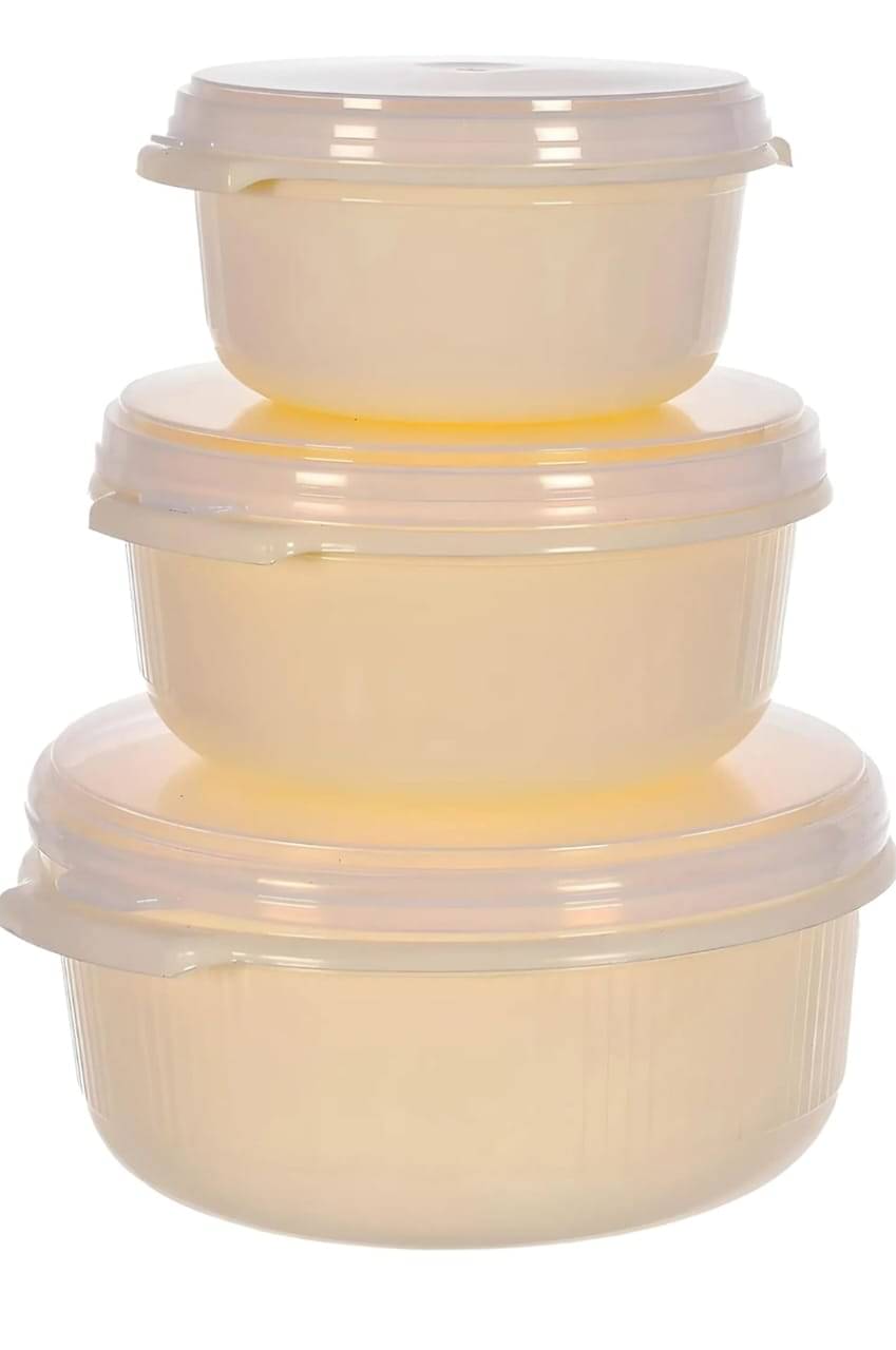 ONNY CONTAINER SET 3 Polyproplene Cream Food Container ( Set of 3 ) ONNY CONTAINER SET 3 Polyproplene Cream Food Container ( Set of 3 )