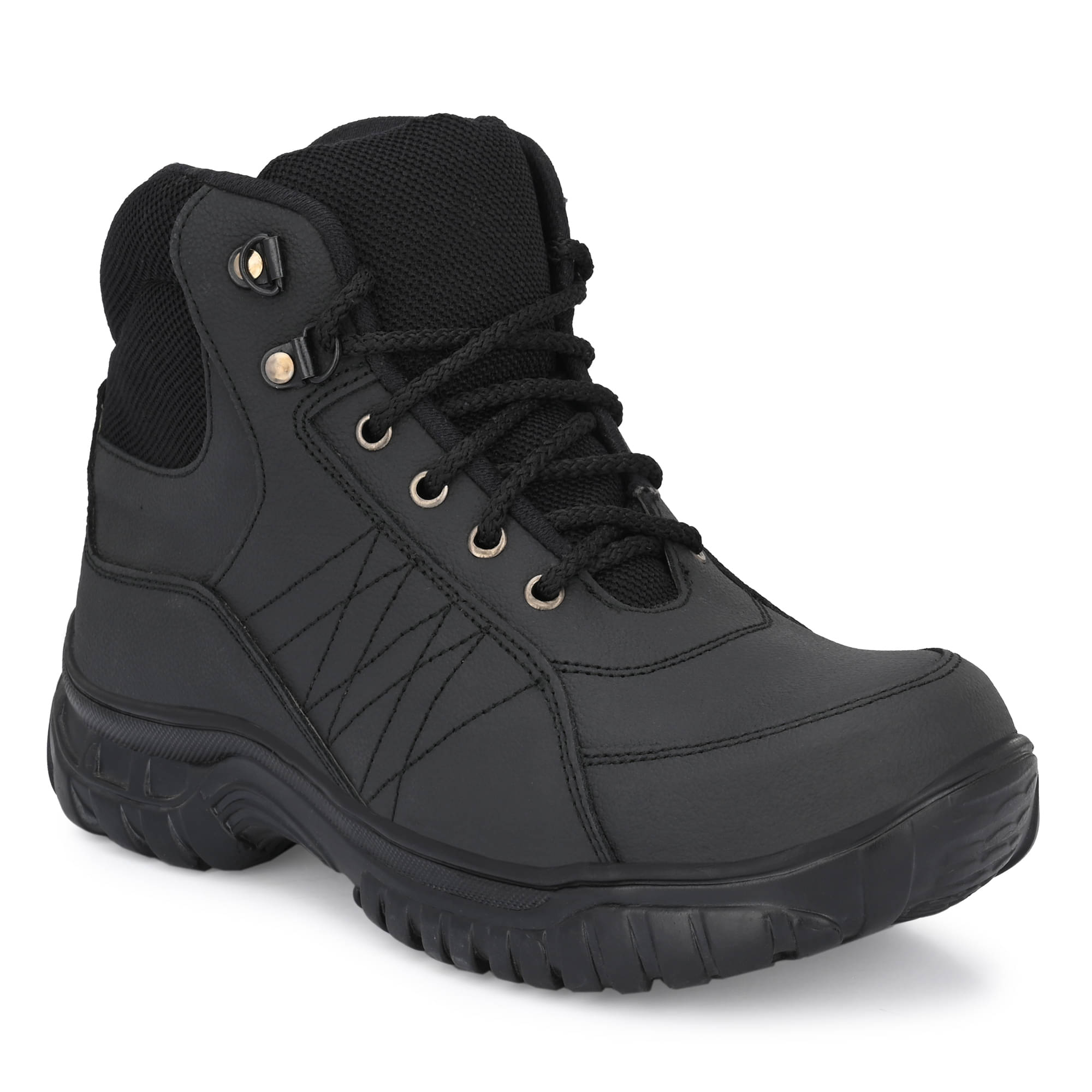     			Ozarro High Ankle Black Safety Shoes