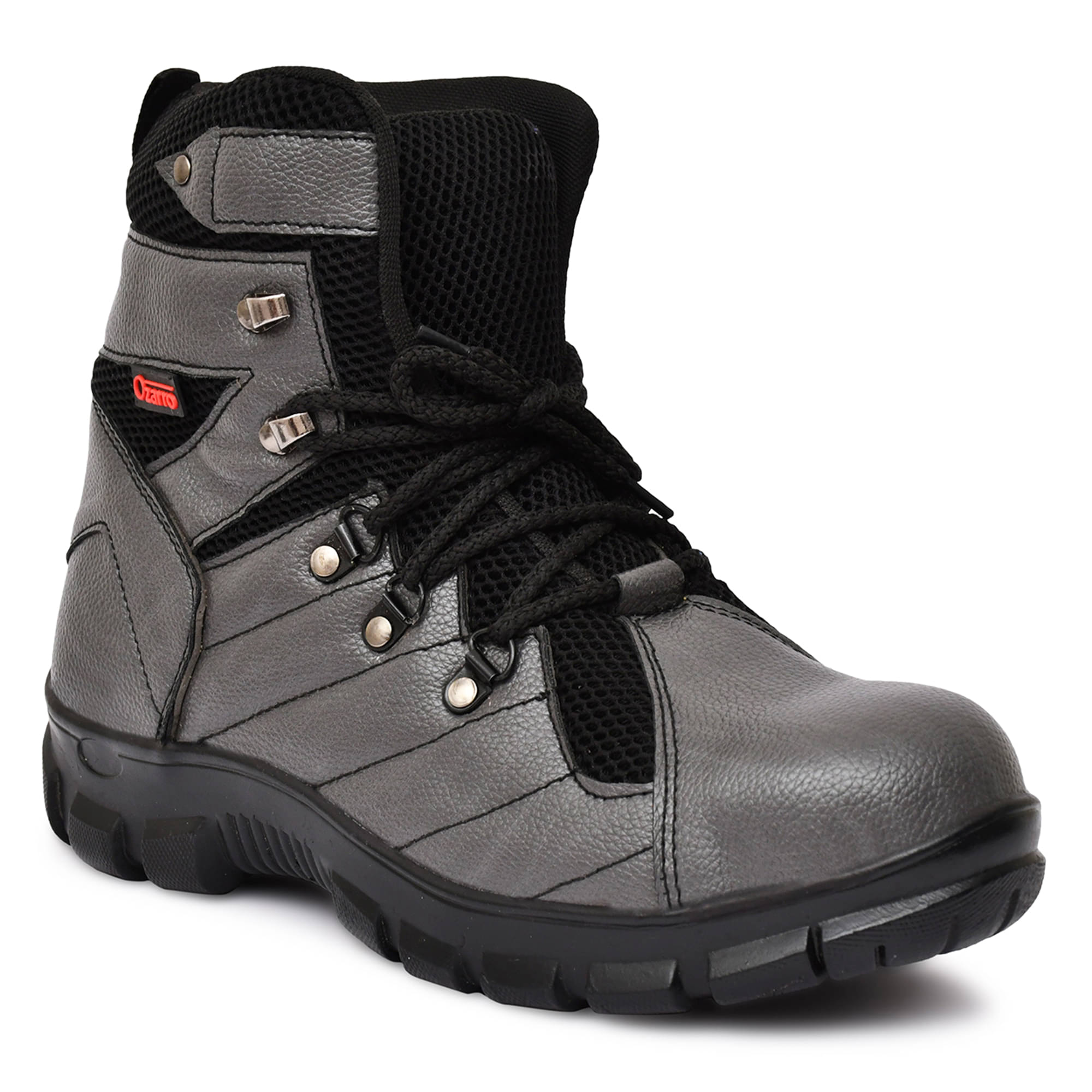    			Ozarro High Ankle Grey Safety Shoes