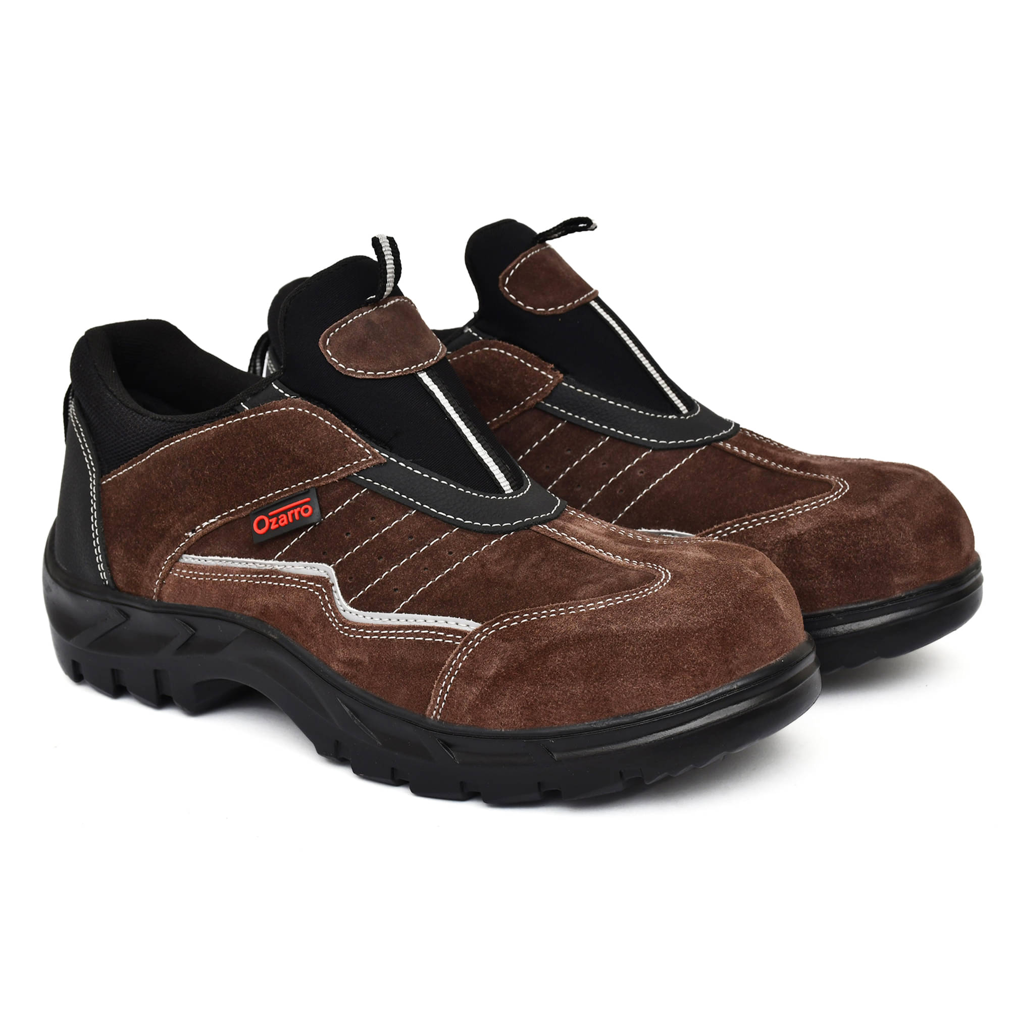    			Ozarro Mid Ankle Brown Safety Shoes
