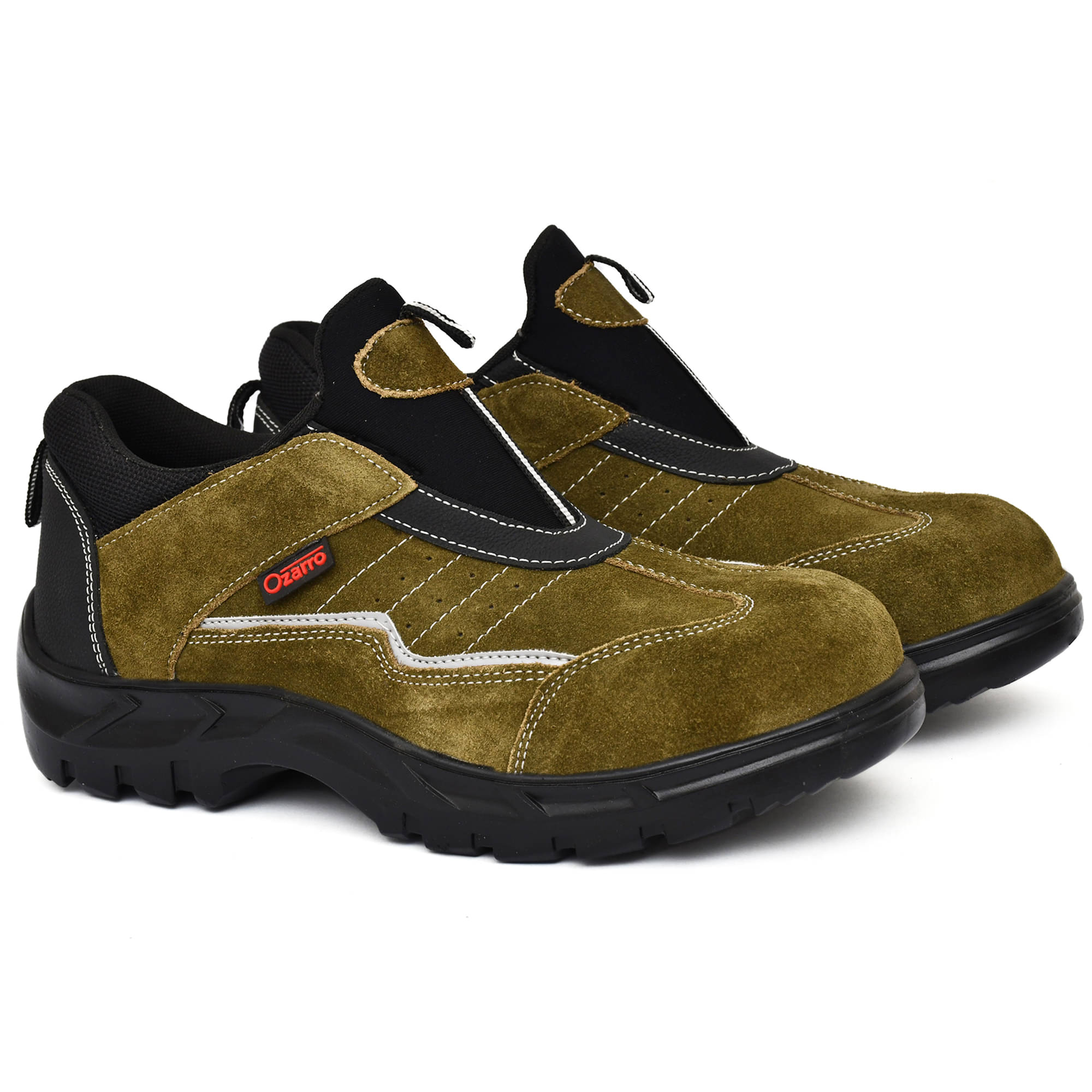     			Ozarro Mid Ankle Olive Green Safety Shoes
