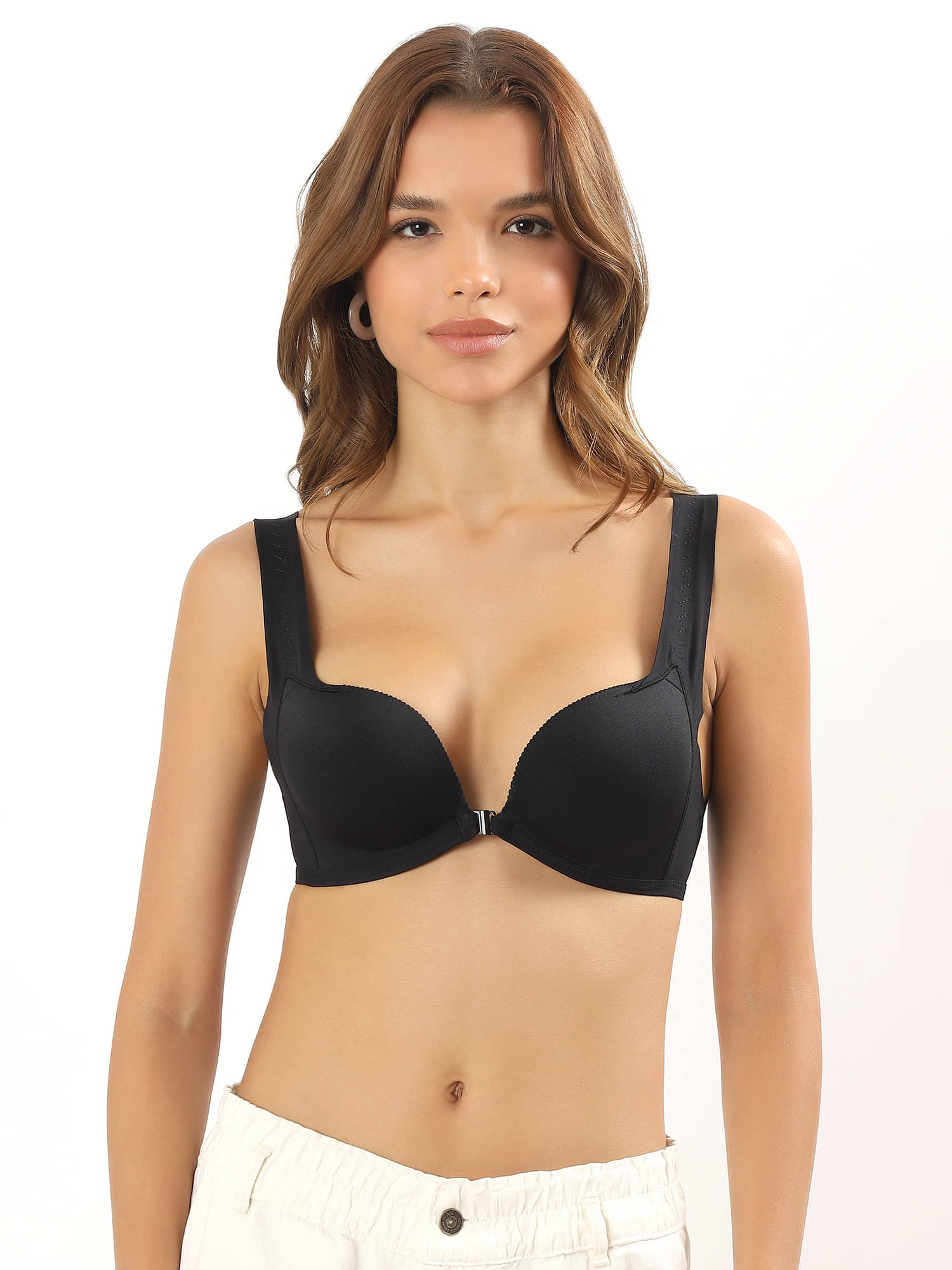     			PARKHA Pack of 1 Nylon Heavily Padded Push Up Bra For Women ( Black )