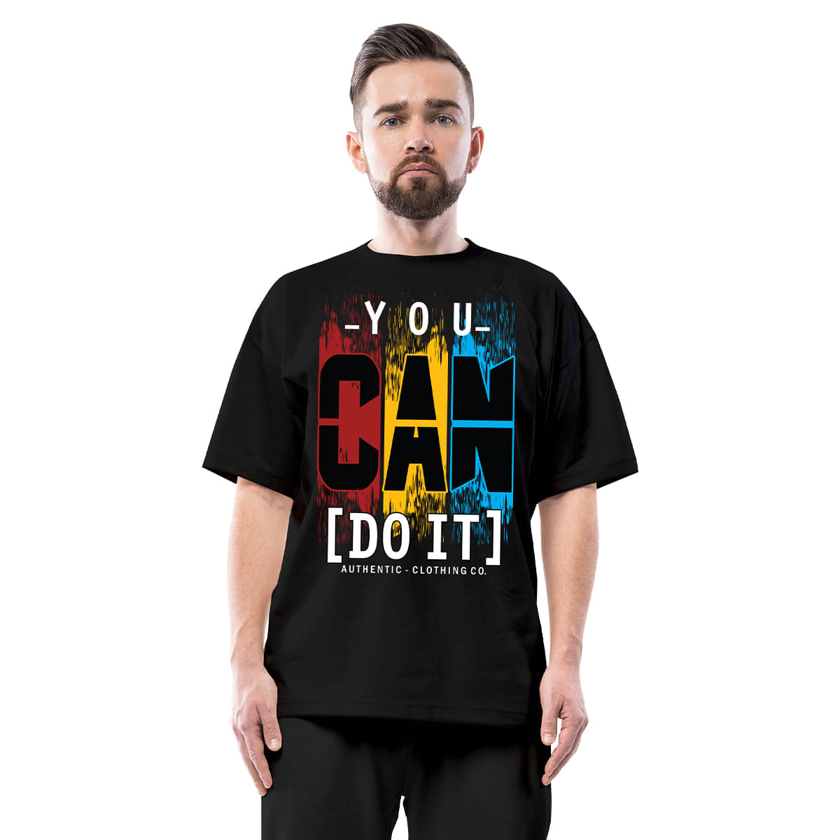     			PUGAROO Men Cotton Oversized Fit Printed T-Shirt ( Black )