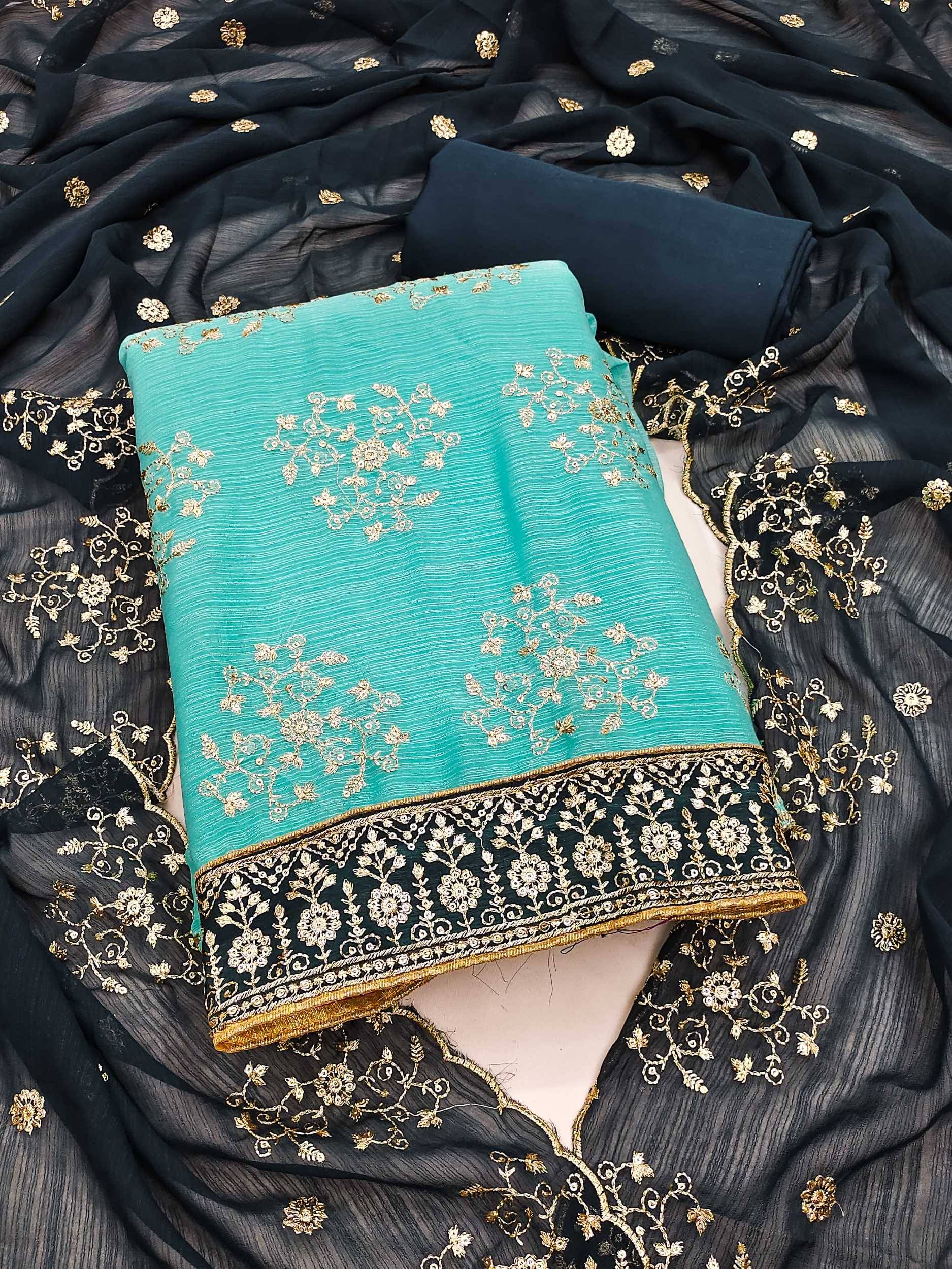     			Panbai sarees Women Cotton Unstitched Dress Material ( Light Blue )