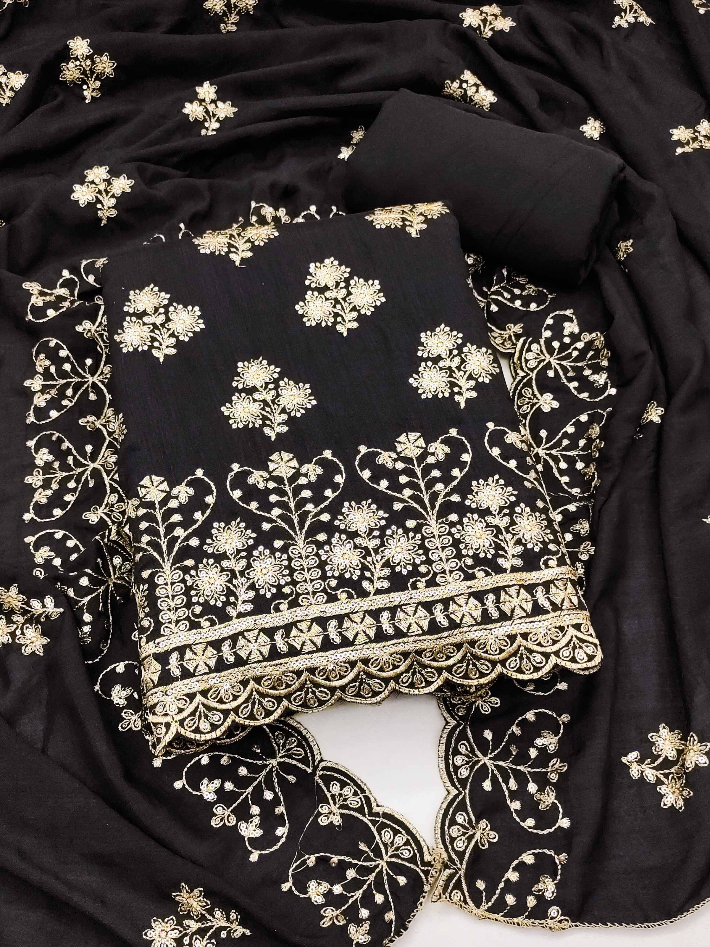     			Panbai sarees Women Cotton Unstitched Dress Material ( Black )