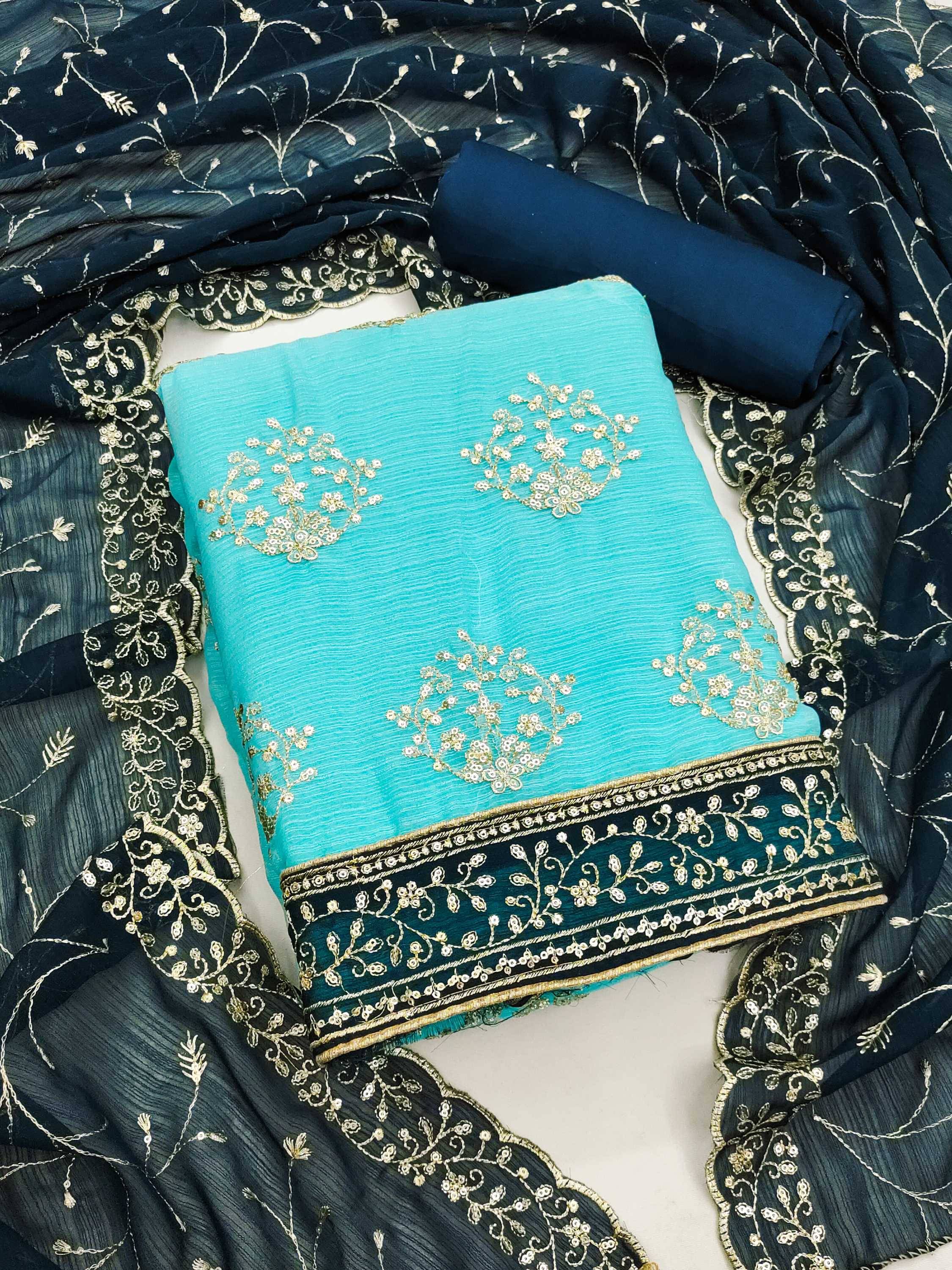     			Panbai sarees Women Georgette Unstitched Dress Material ( Light Blue )