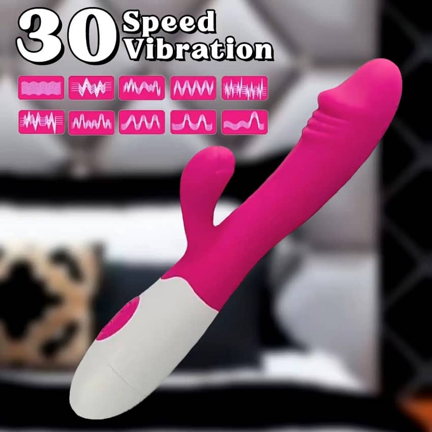 RABBIT DILDO - TELESCOPIC MOVEMENT WITH MULTI MODE VIBRATIONS - SUPER PREMIUM SILICON SEX TOY
