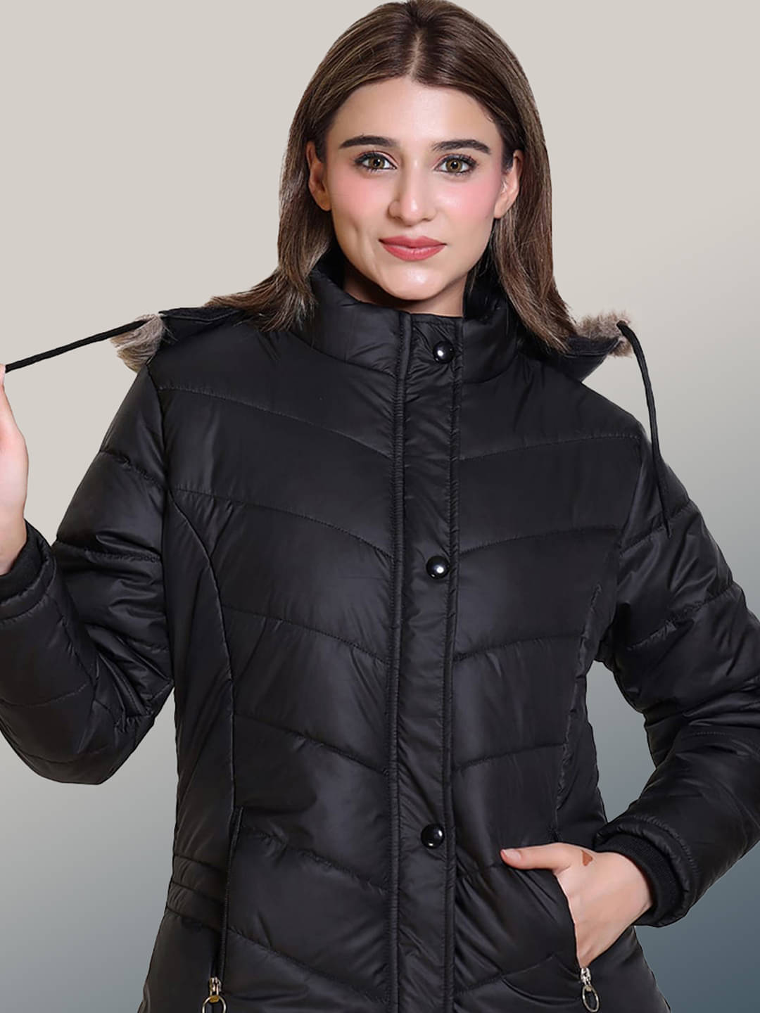     			RIGHT DECISION - Polyester Blend Black Hooded Jackets Pack of 1