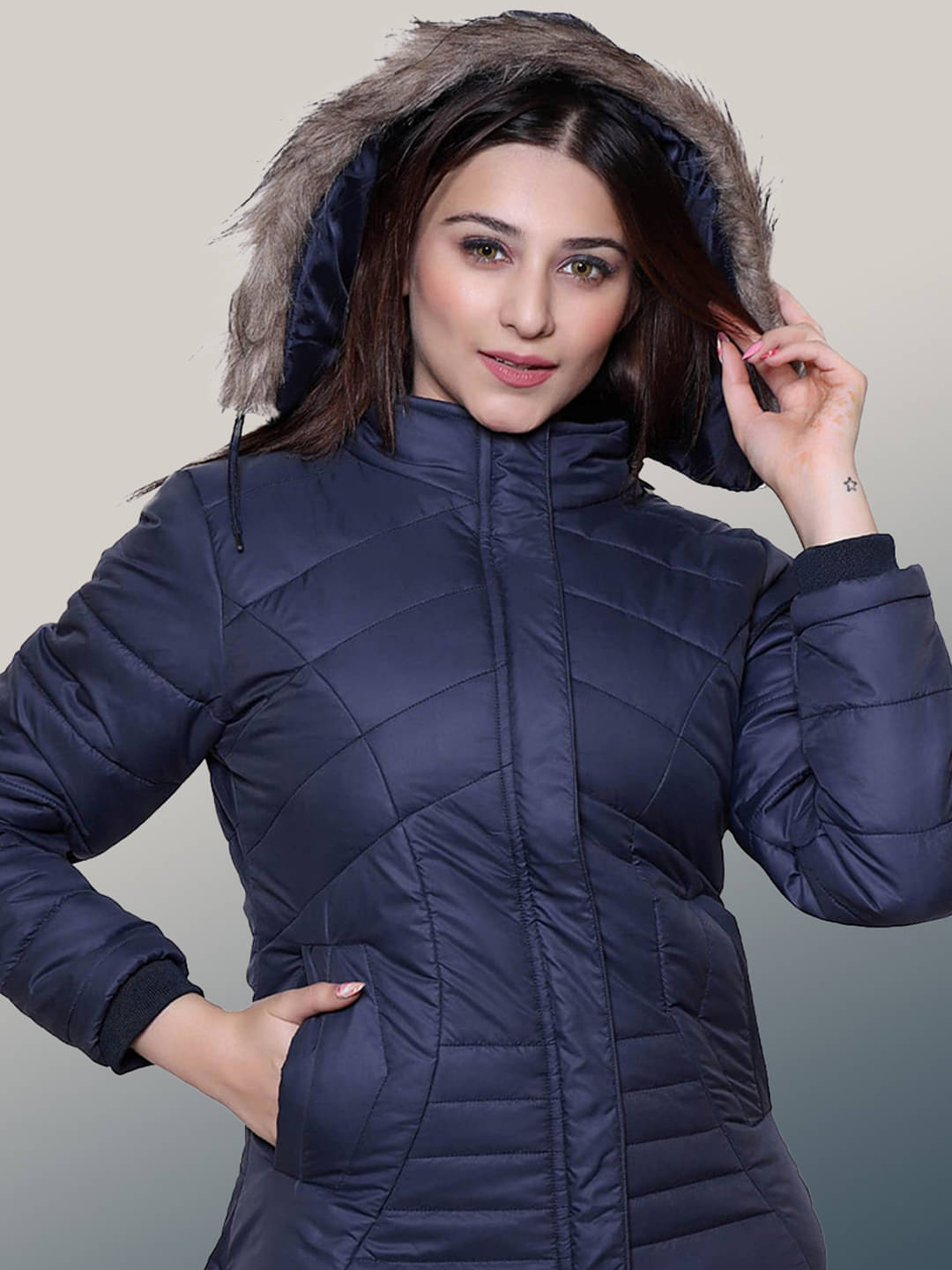 RIGHT DECISION - Polyester Blend Blue Hooded Jackets Pack of 1 RIGHT DECISION - Polyester Blend Blue Hooded Jackets Pack of 1