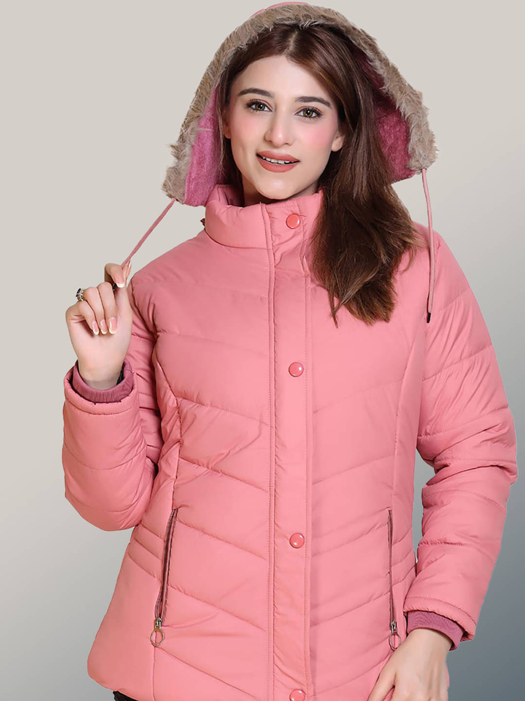 RIGHT DECISION - Polyester Blend Peach Hooded Jackets Pack of 1 RIGHT DECISION - Polyester Blend Peach Hooded Jackets Pack of 1