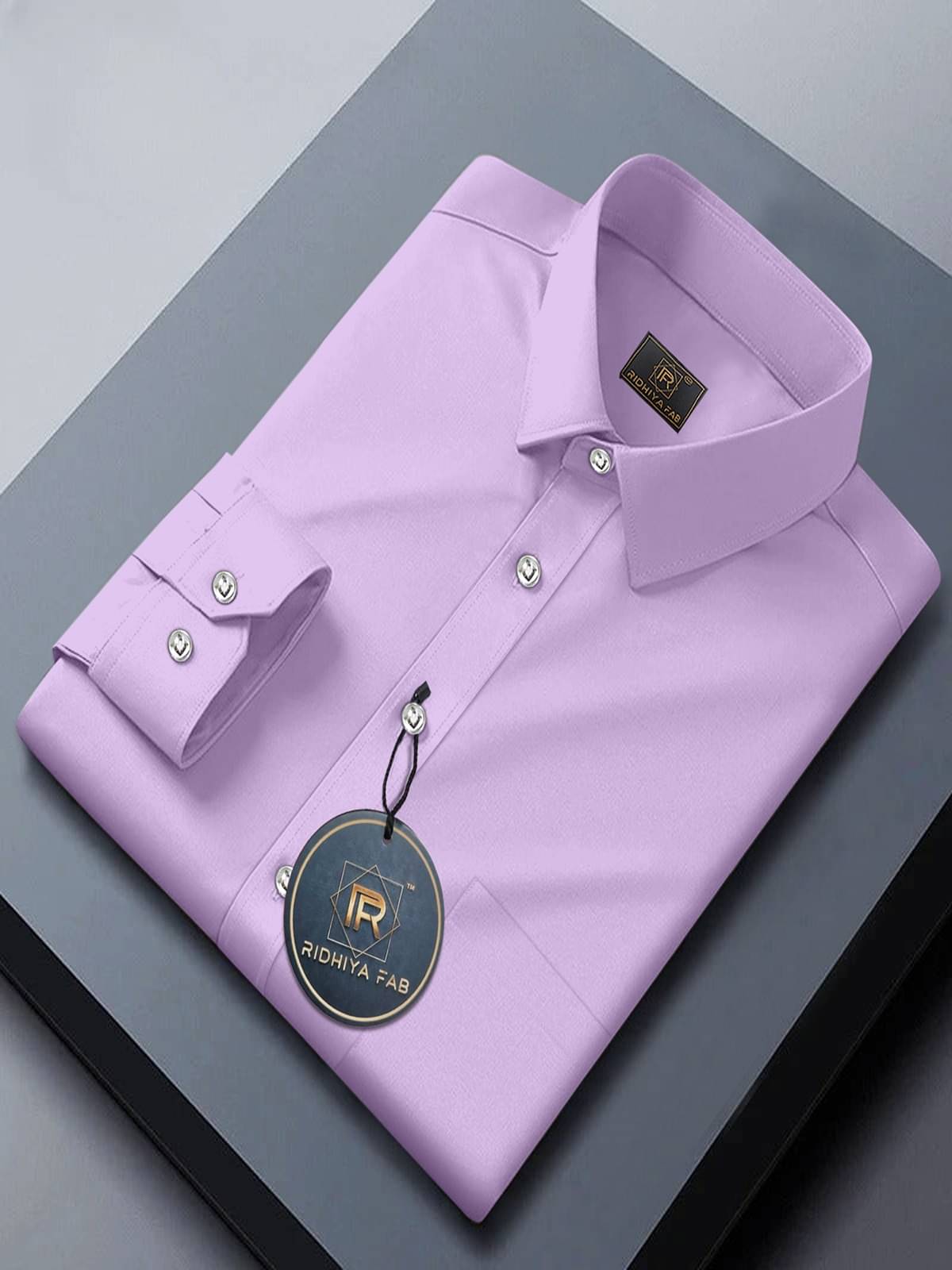     			Ridhiya Fab Cotton Blend Regular Fit Full Sleeves Men's Formal Shirt - Purple ( Pack of 1 )