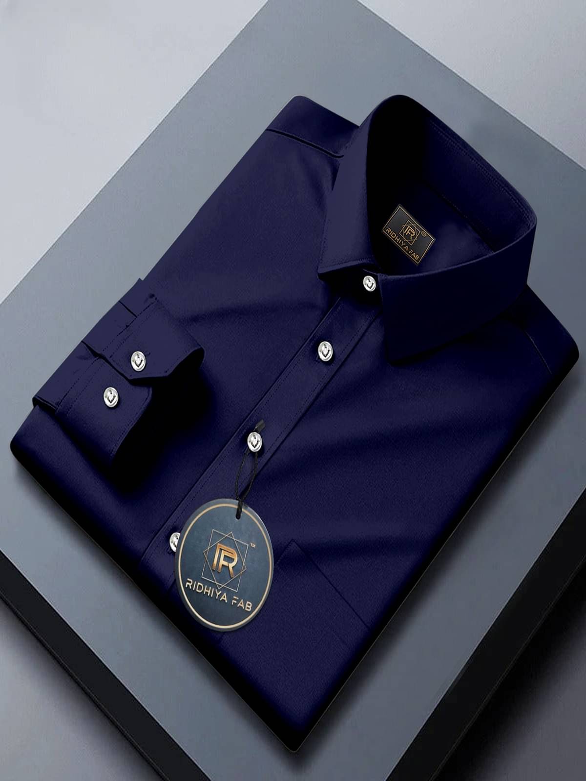 Ridhiya Fab Cotton Blend Regular Fit Full Sleeves Men's Formal Shirt - Navy ( Pack of 1 )     			Ridhiya Fab Cotton Blend Regular Fit Full Sleeves Men's Formal Shirt - Navy ( Pack of 1 )