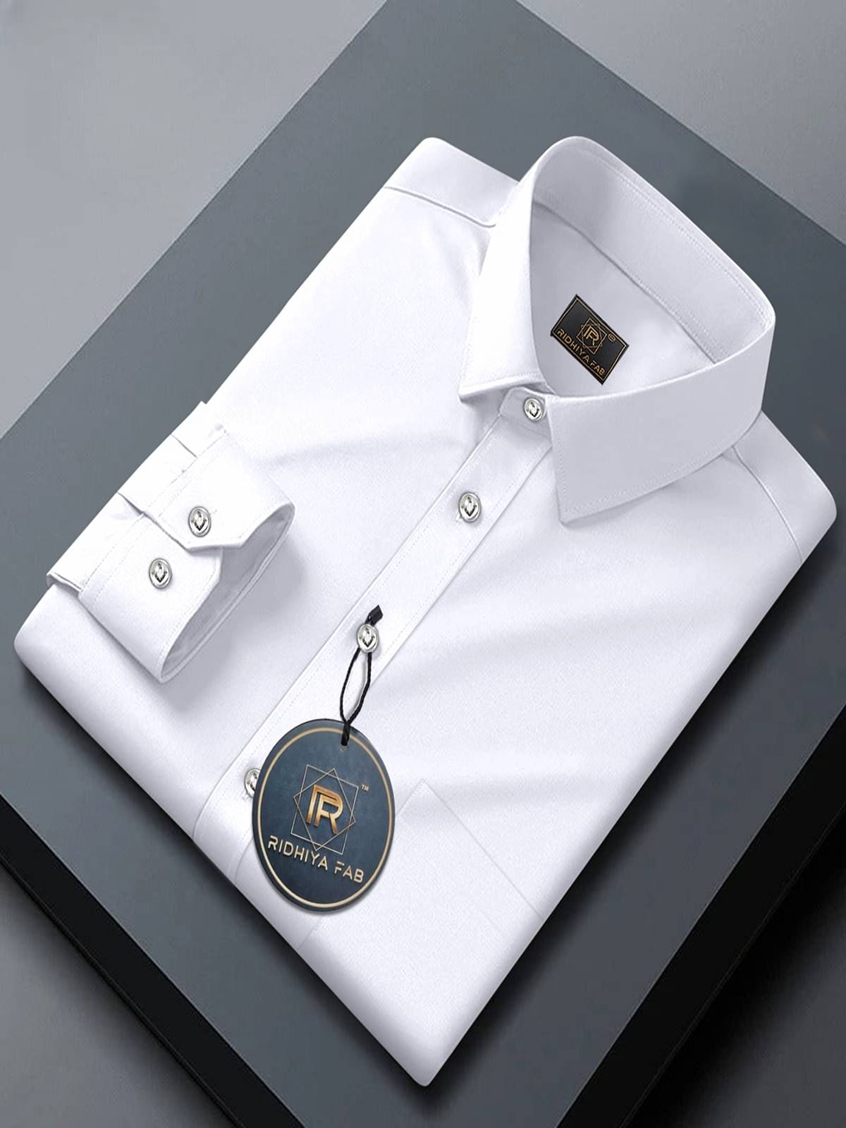     			Ridhiya Fab Cotton Blend Regular Fit Full Sleeves Men's Formal Shirt - White ( Pack of 1 )