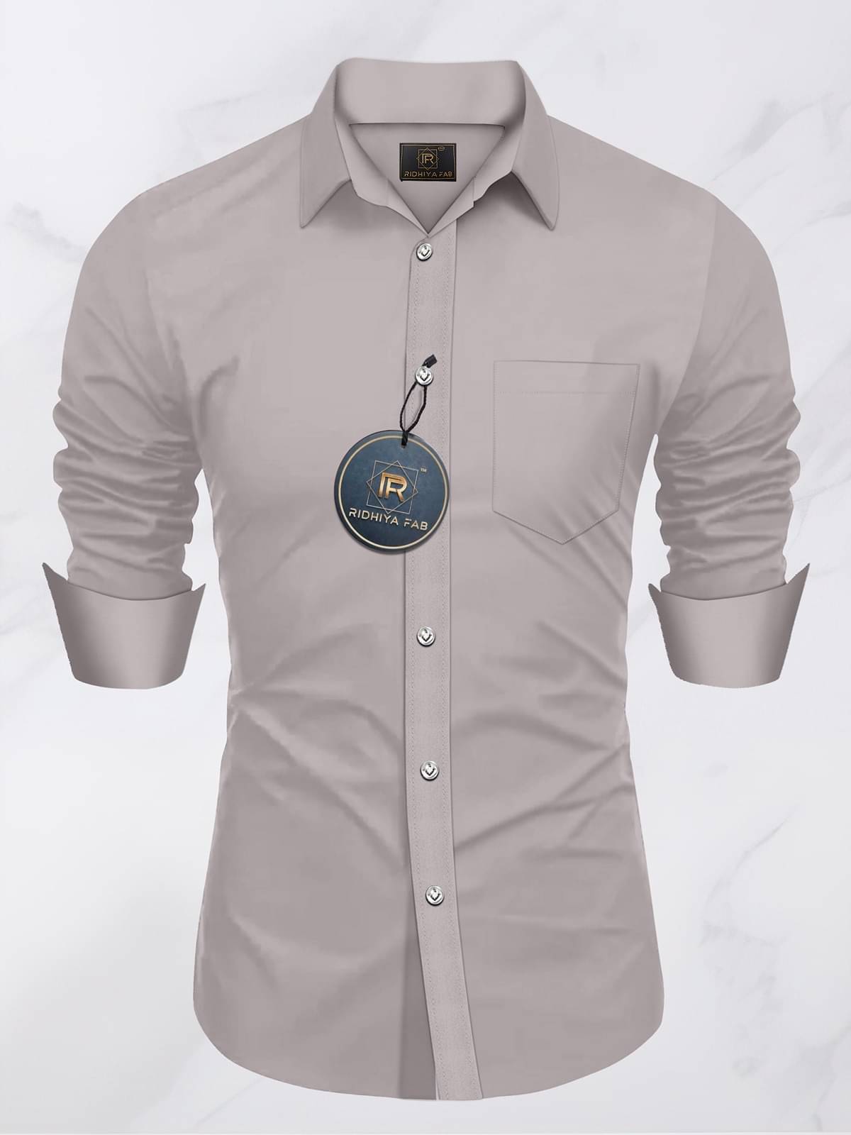     			Ridhiya Fab Cotton Blend Regular Fit Full Sleeves Men's Formal Shirt - Grey ( Pack of 1 )
