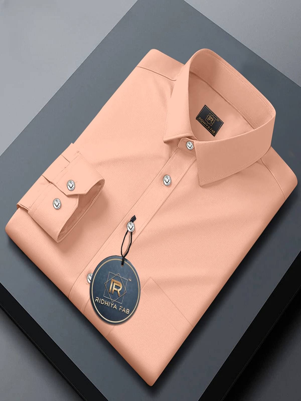     			Ridhiya Fab Cotton Blend Regular Fit Full Sleeves Men's Formal Shirt - Orange ( Pack of 1 )