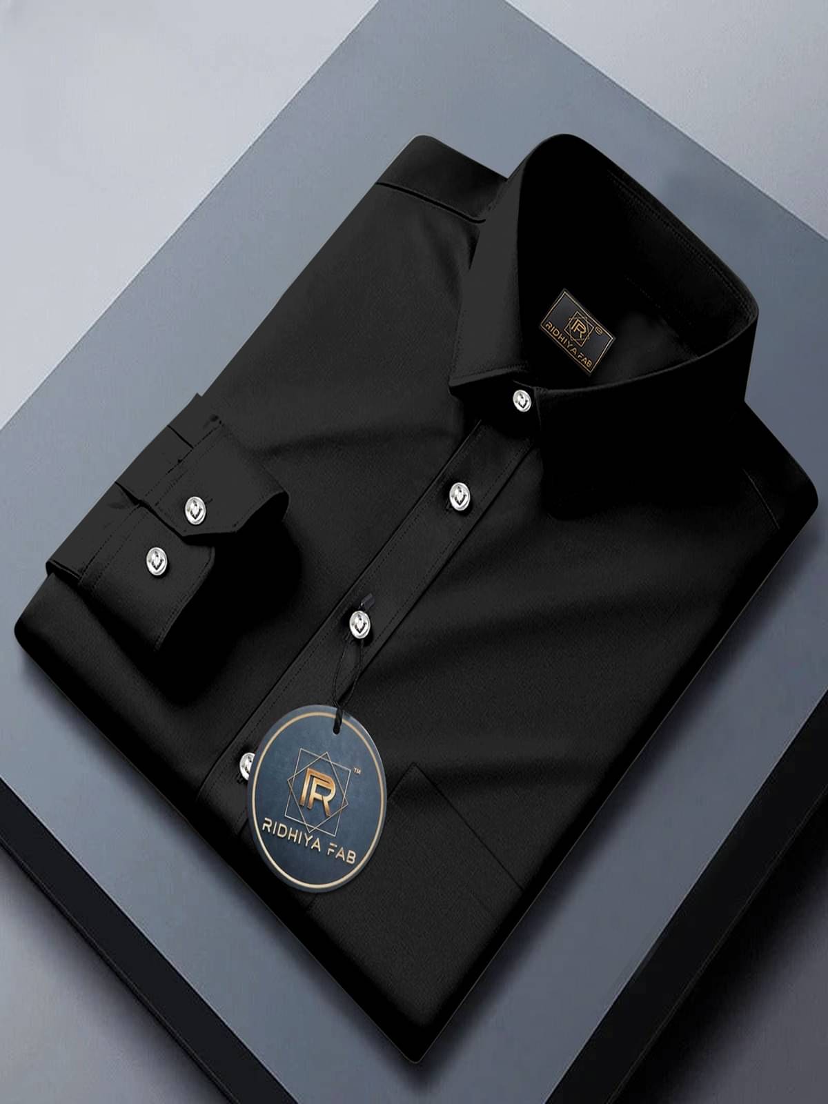 Ridhiya Fab Cotton Blend Regular Fit Full Sleeves Men's Formal Shirt - Black ( Pack of 1 ) Ridhiya Fab Cotton Blend Regular Fit Full Sleeves Men's Formal Shirt - Black ( Pack of 1 )
