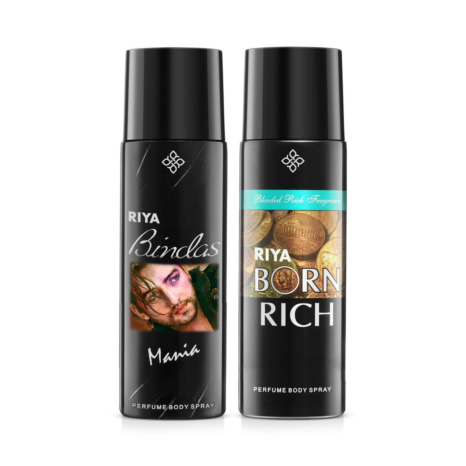     			Riya Bindas & Born Rich Deodorant Each 200 ml Body Spray for Men 400 ml ( Pack of 2 )