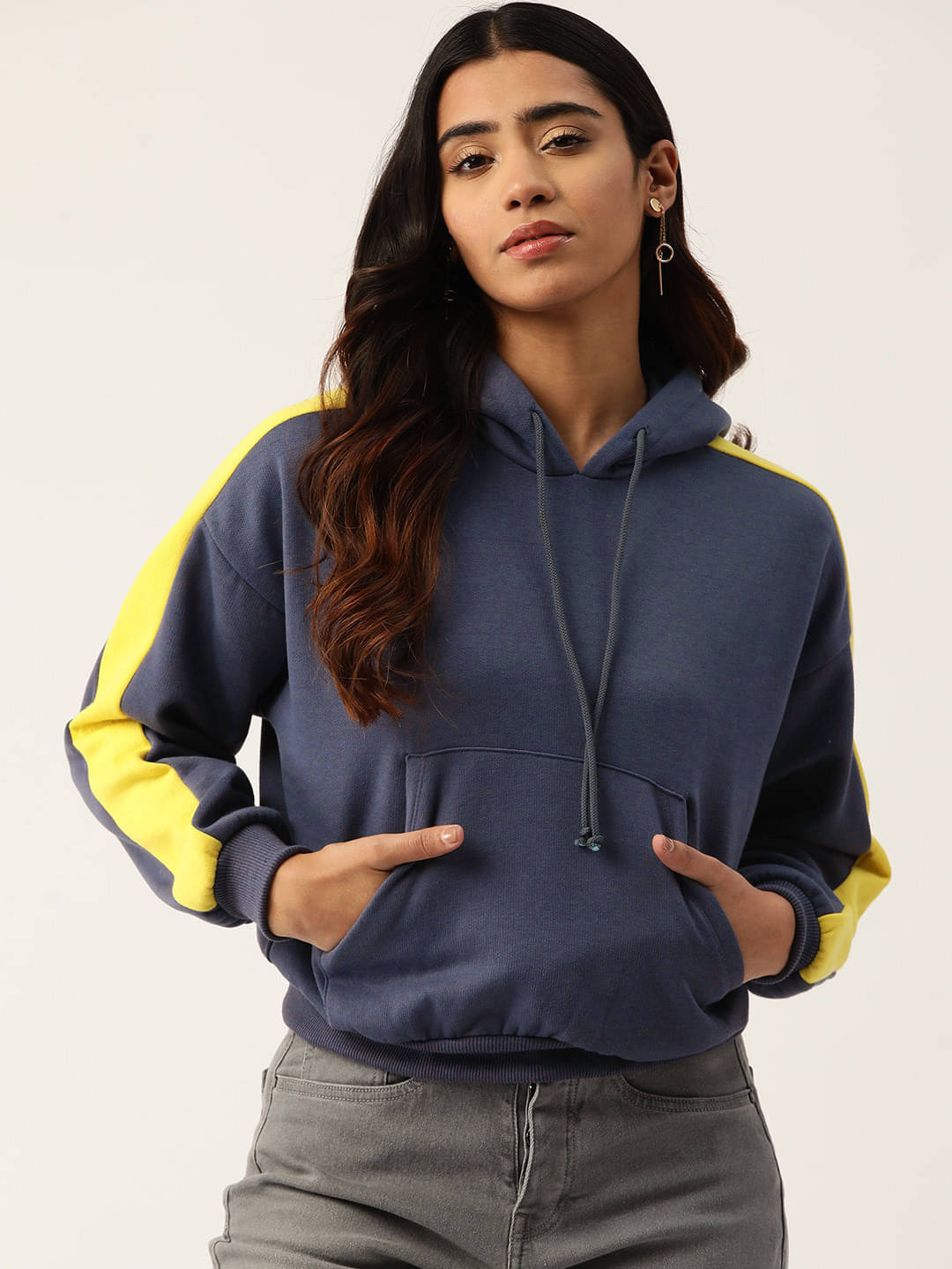     			Rue Collection Fleece Women's Hooded Sweatshirt ( Multi color )
