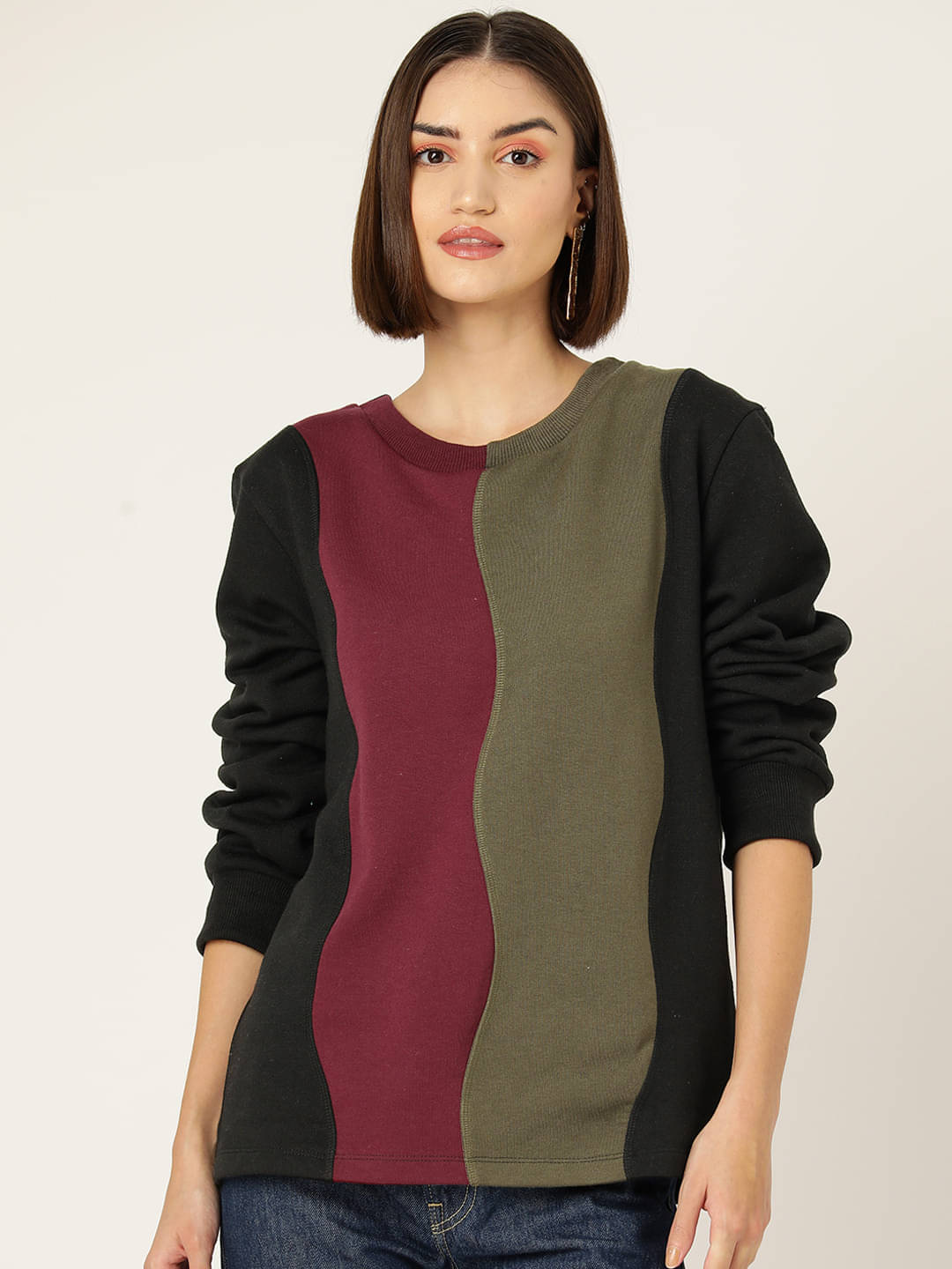 Rue Collection Women Fleece Sweatshirt ( Black )     			Rue Collection Women Fleece Sweatshirt ( Black )