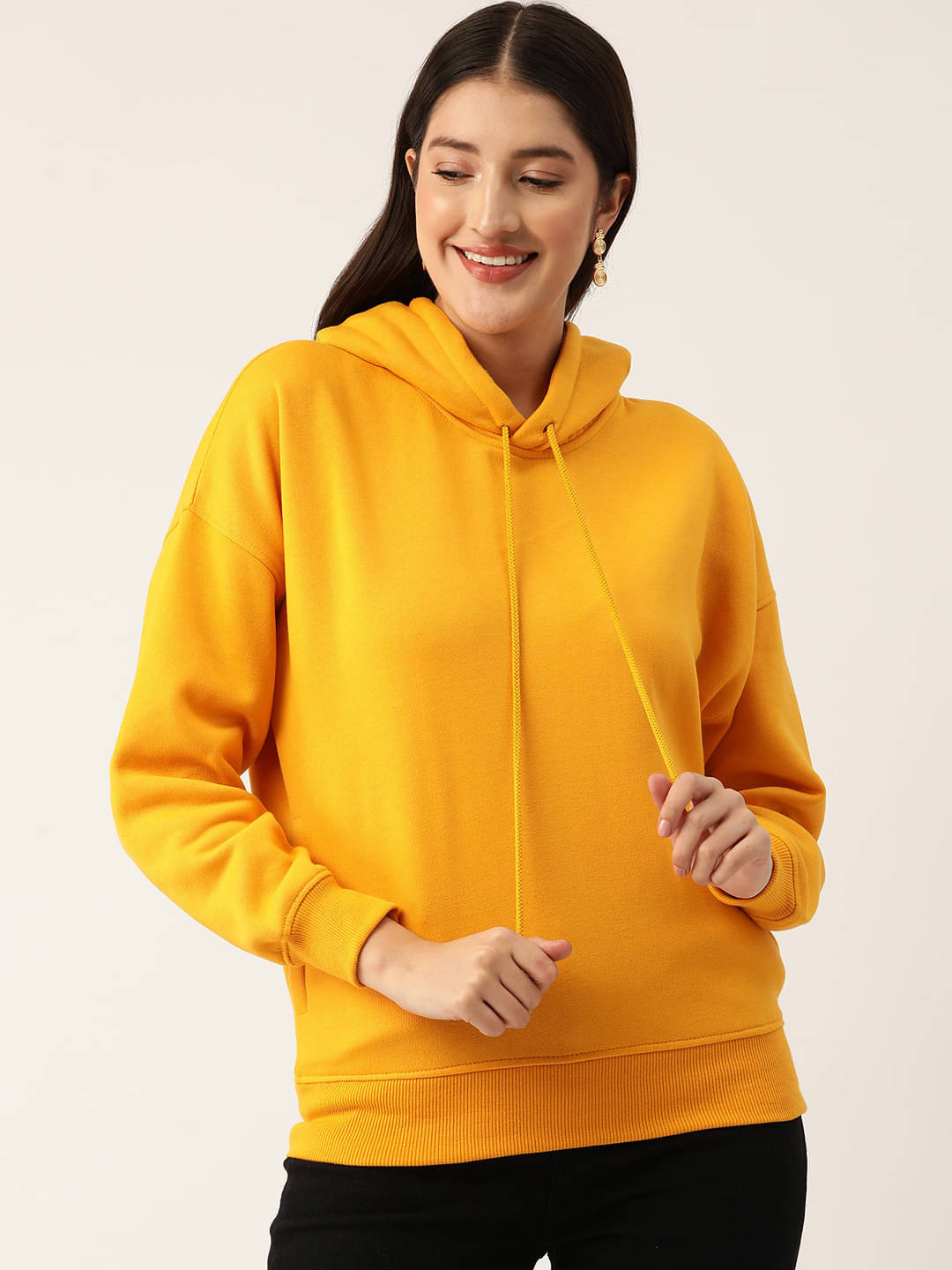 Rue Collection Fleece Women's Hooded Sweatshirt ( Yellow ) Rue Collection Fleece Women's Hooded Sweatshirt ( Yellow )