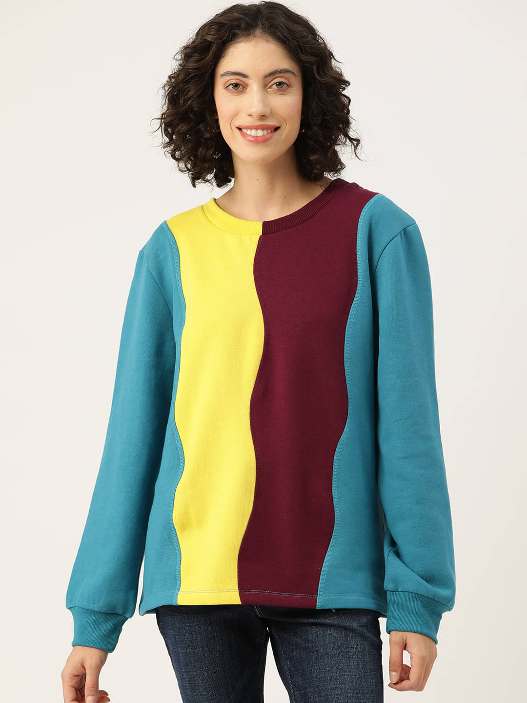     			Rue Collection Fleece Women's Non Hooded Sweatshirt ( Multi color )