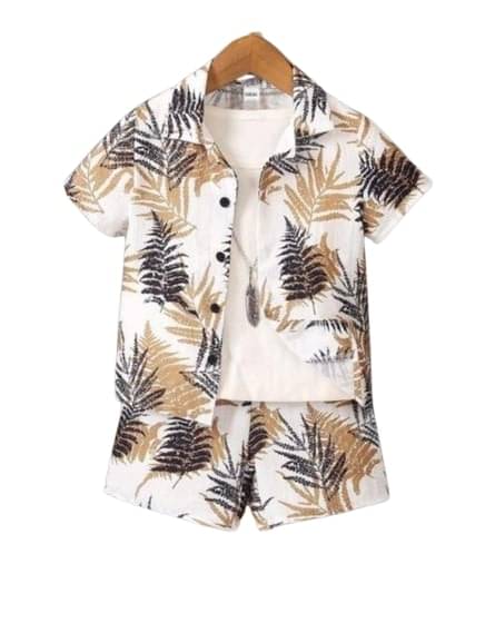     			SSM enterprise Pack of 1 Boys Cotton Blend Shirt & Shorts Set ( White )