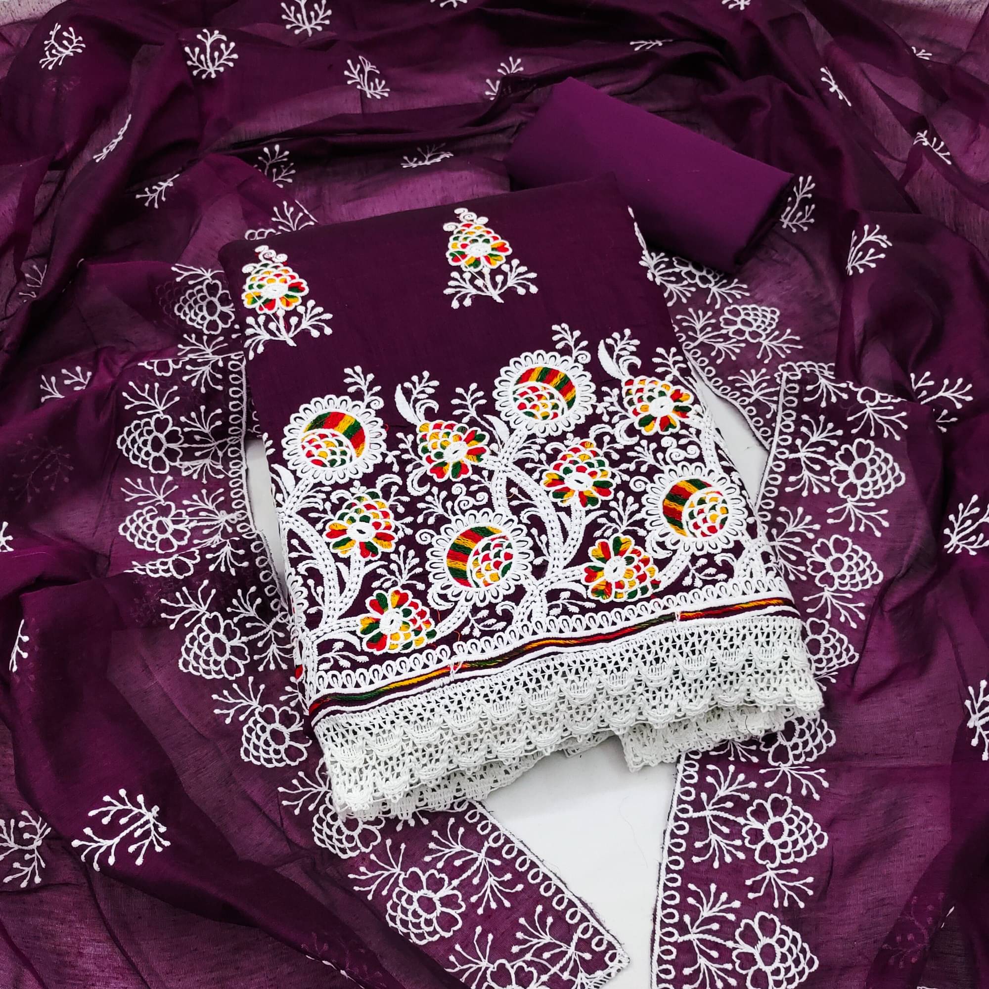     			Shree Mahantam Women Cotton Blend Unstitched Dress Material ( Purple )