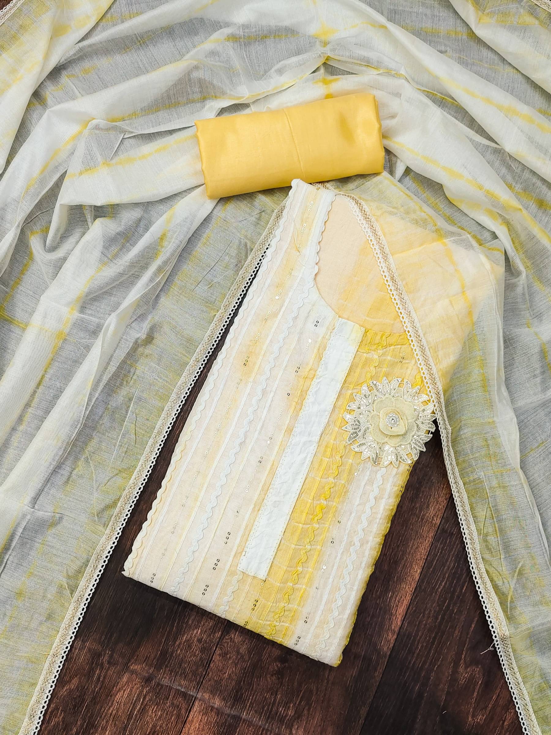     			Shree Mahantam Women Cotton Blend Unstitched Dress Material ( Yellow )