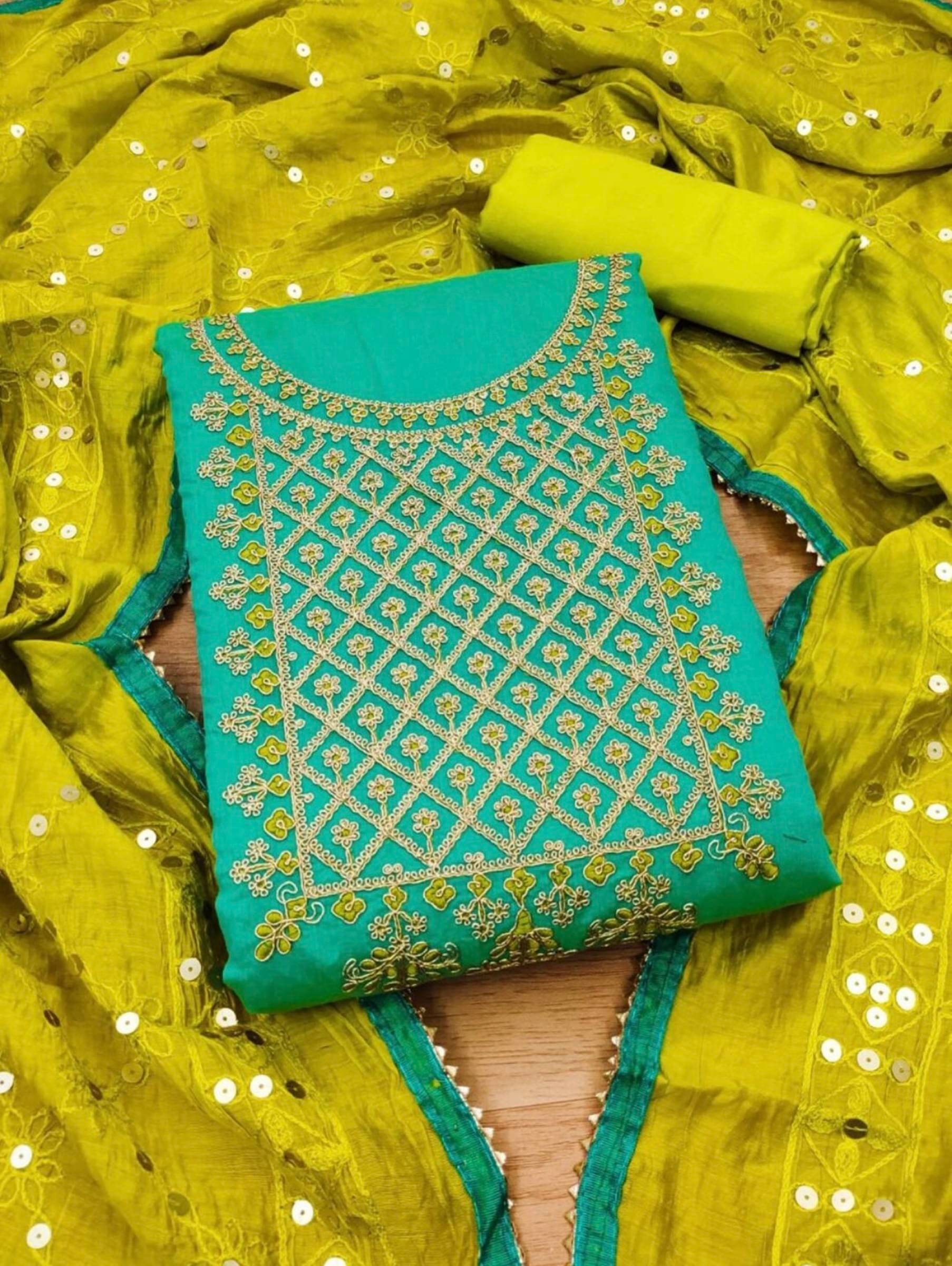     			Shree Mahantam Women Cotton Unstitched Dress Material ( Teal )