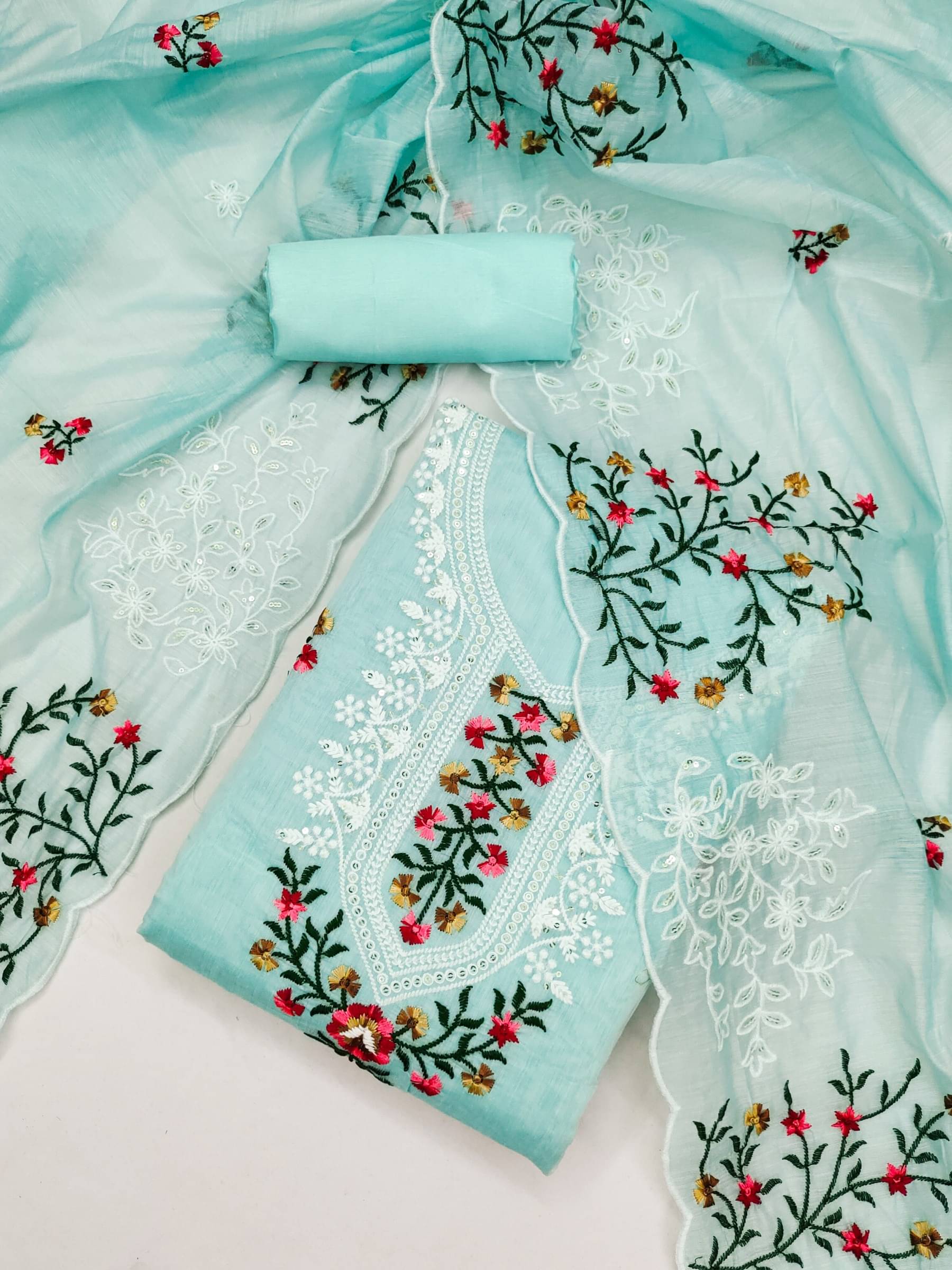 Shree Mahantam Women Cotton Unstitched Dress Material ( Blue )     			Shree Mahantam Women Cotton Unstitched Dress Material ( Blue )