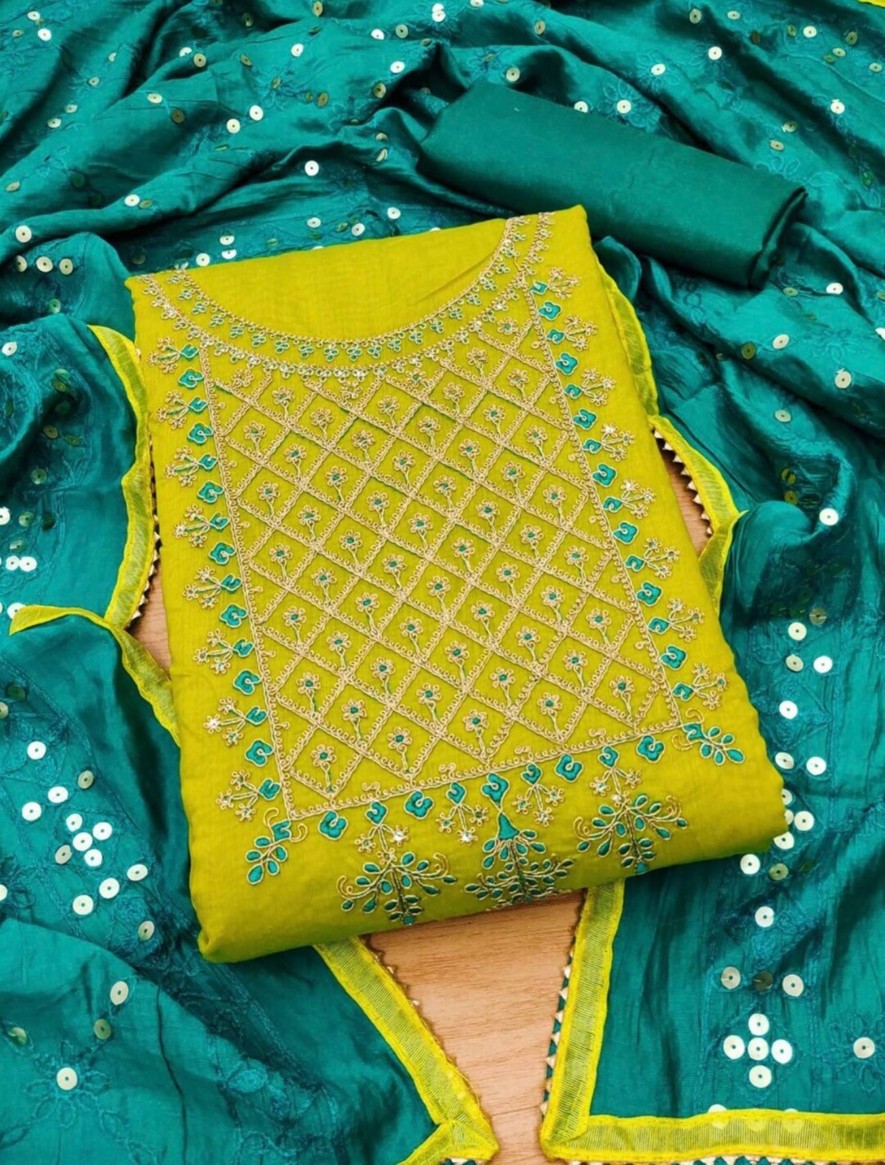 Shree Mahantam Women Cotton Unstitched Dress Material ( Olive ) Shree Mahantam Women Cotton Unstitched Dress Material ( Olive )