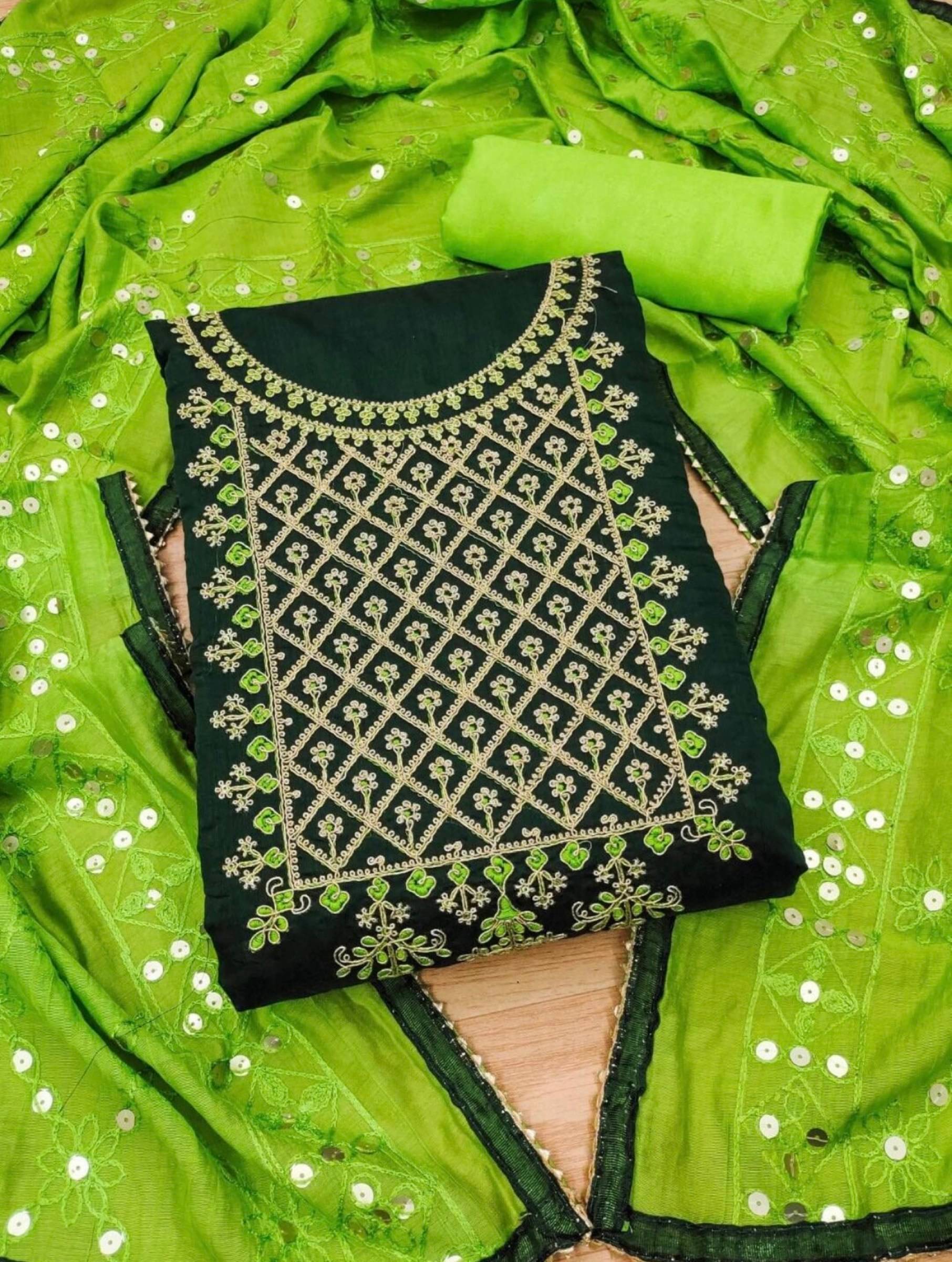 Shree Mahantam Women Cotton Unstitched Dress Material ( Green )     			Shree Mahantam Women Cotton Unstitched Dress Material ( Green )