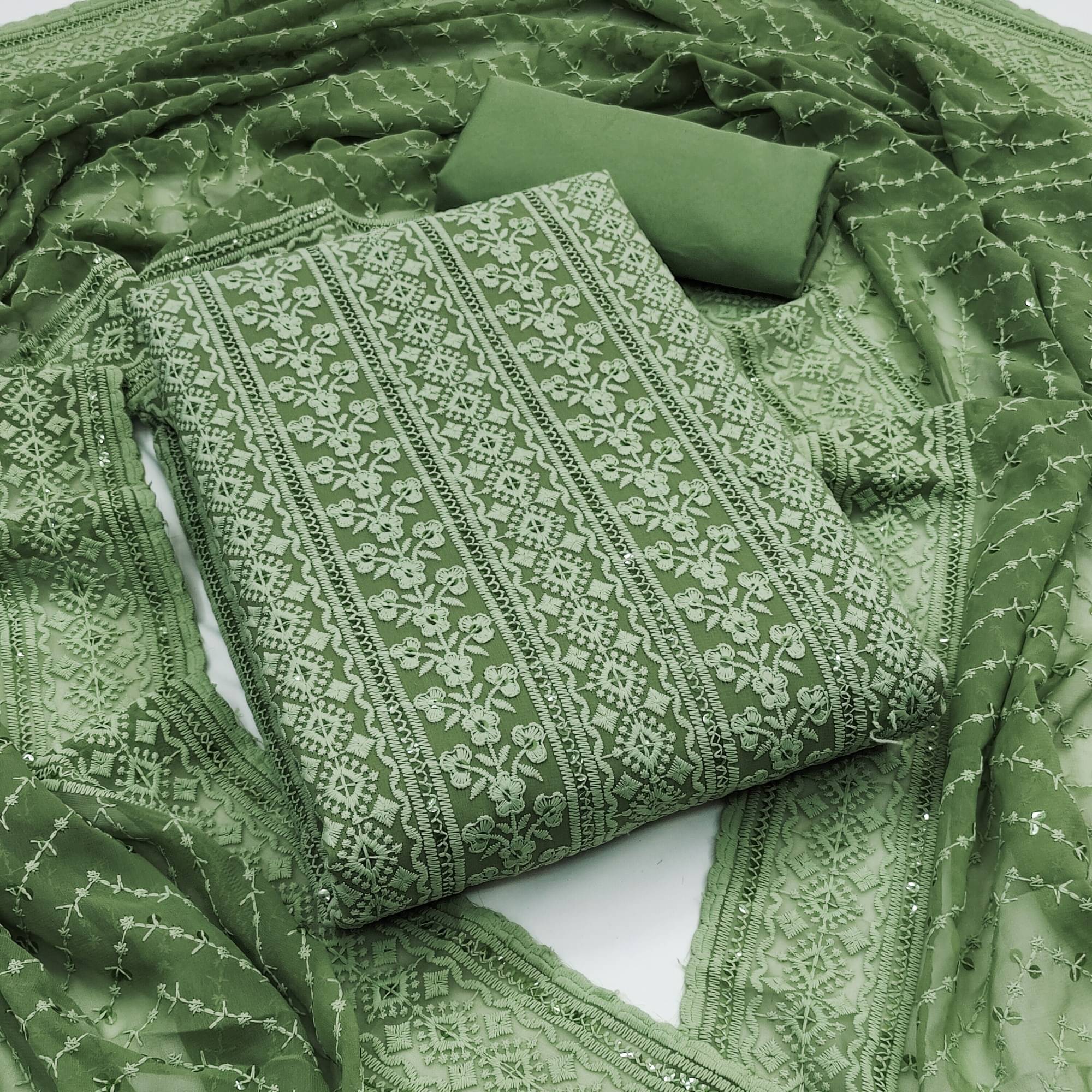     			Shree Mahantam Women Georgette Unstitched Dress Material ( Green )