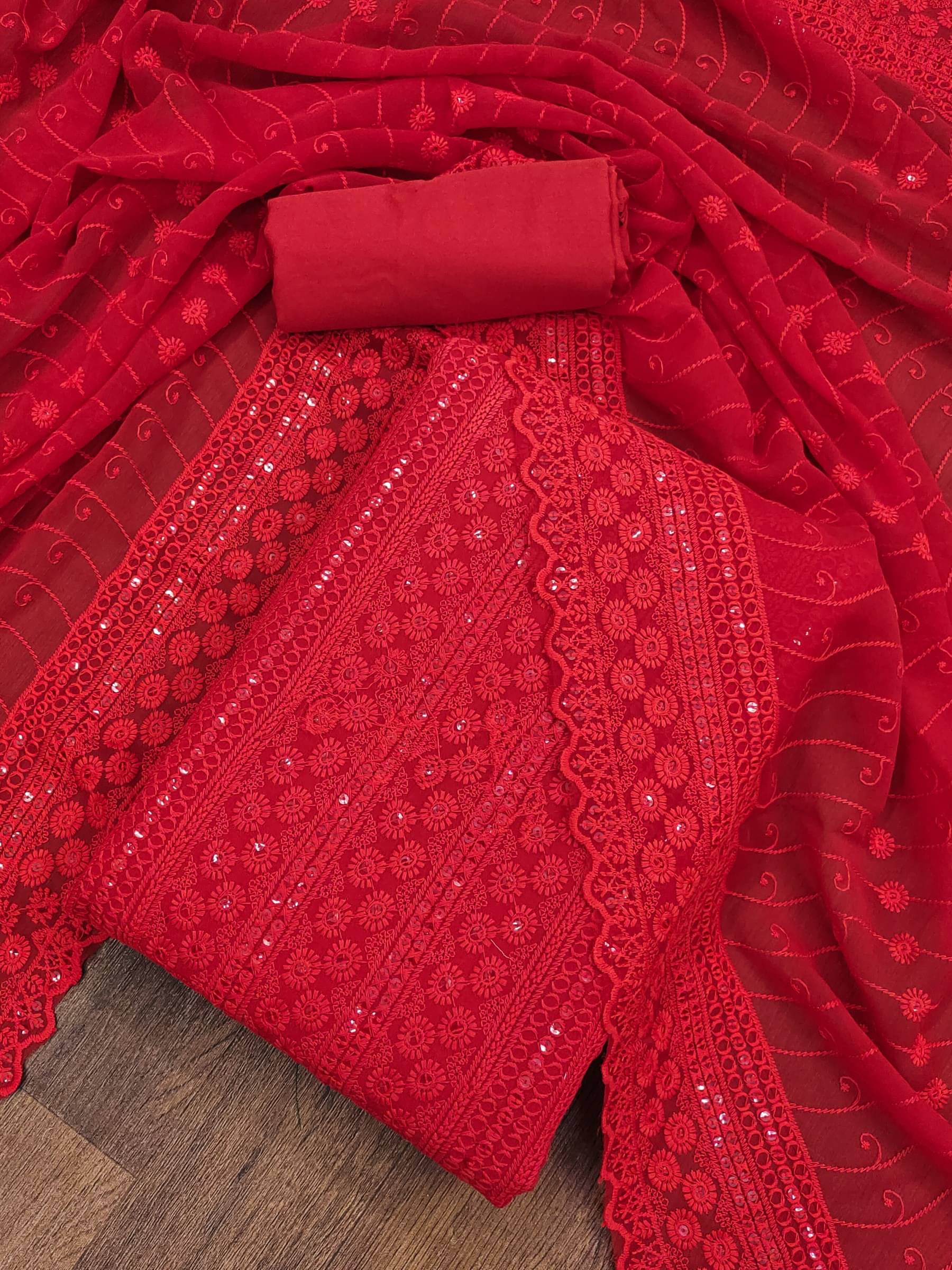     			Shree Mahantam Women Georgette Unstitched Dress Material ( Red )