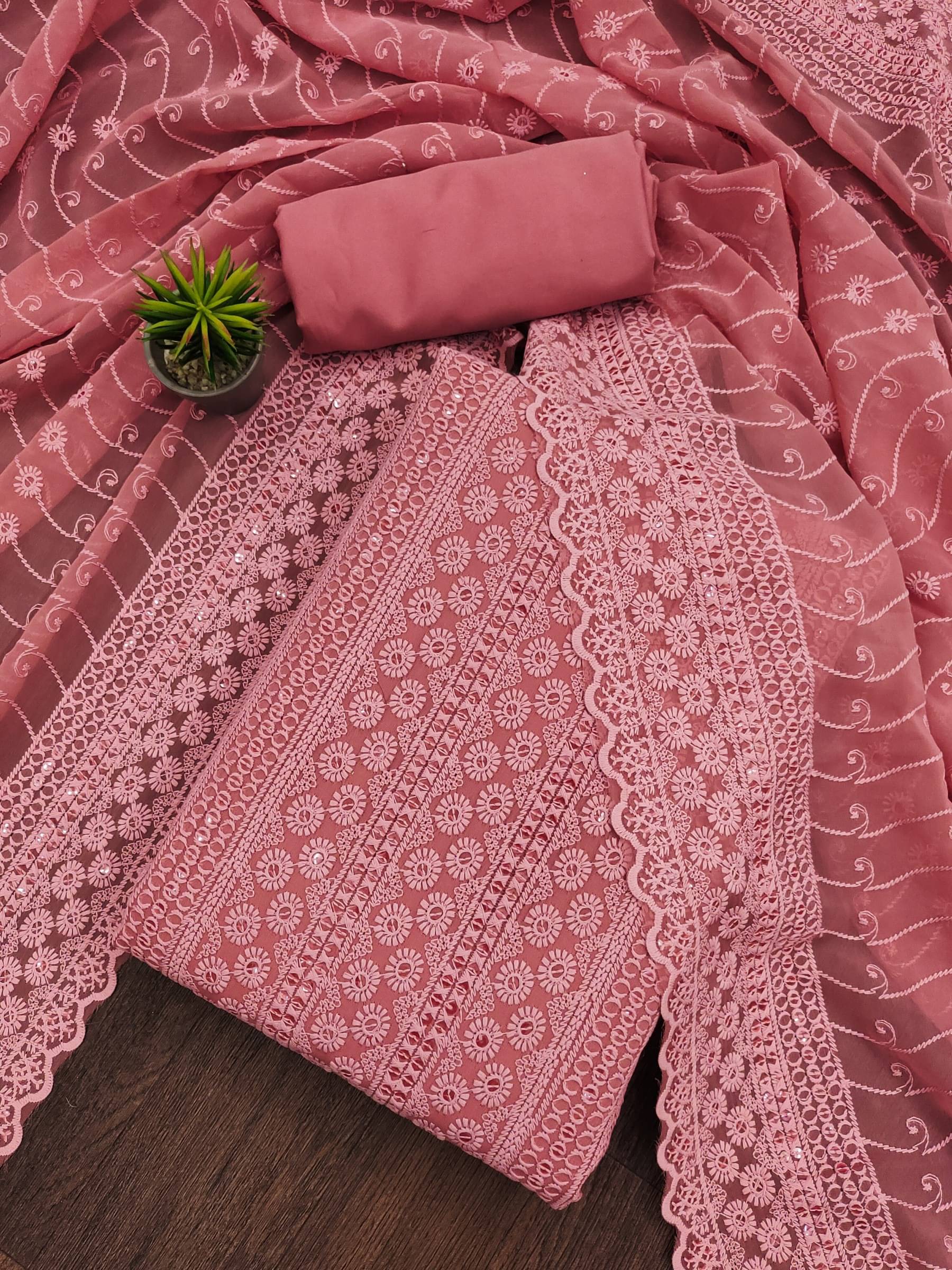     			Shree Mahantam Women Georgette Unstitched Dress Material ( Peach )