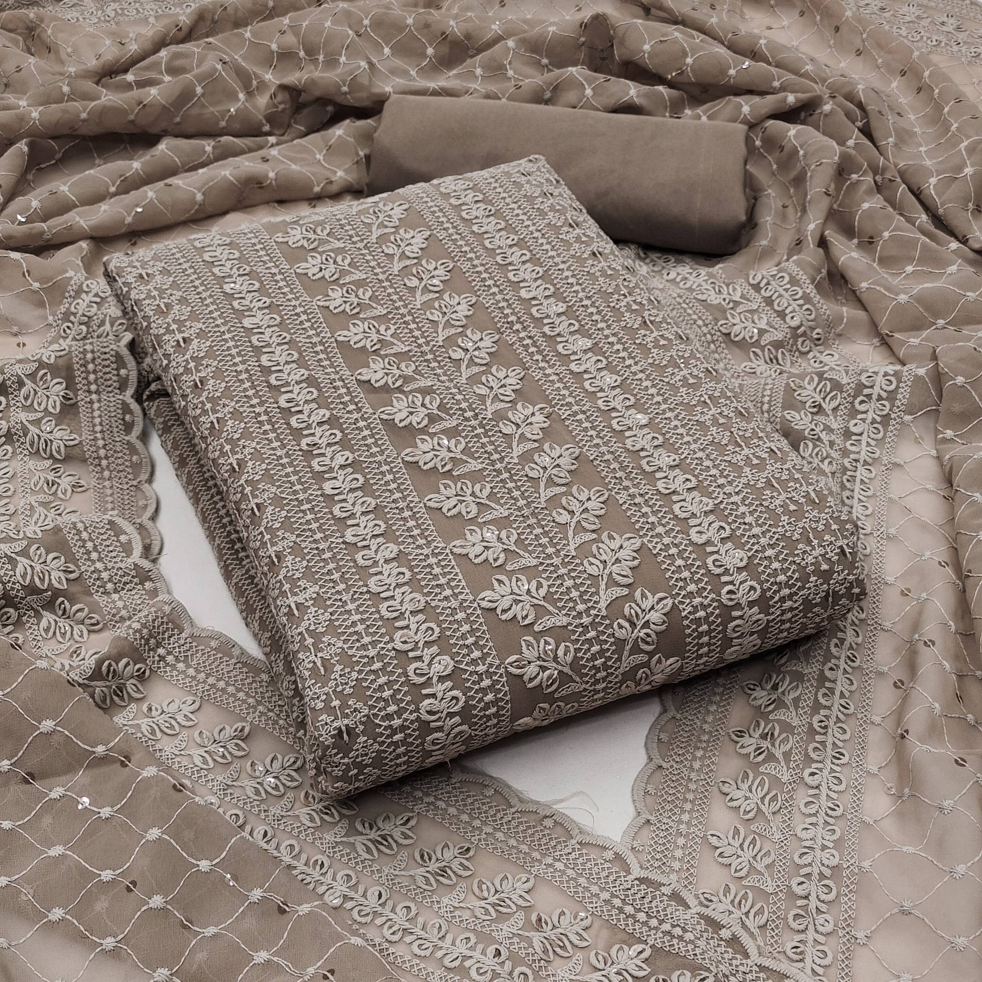     			Shree Mahantam Women Georgette Unstitched Dress Material ( Beige )