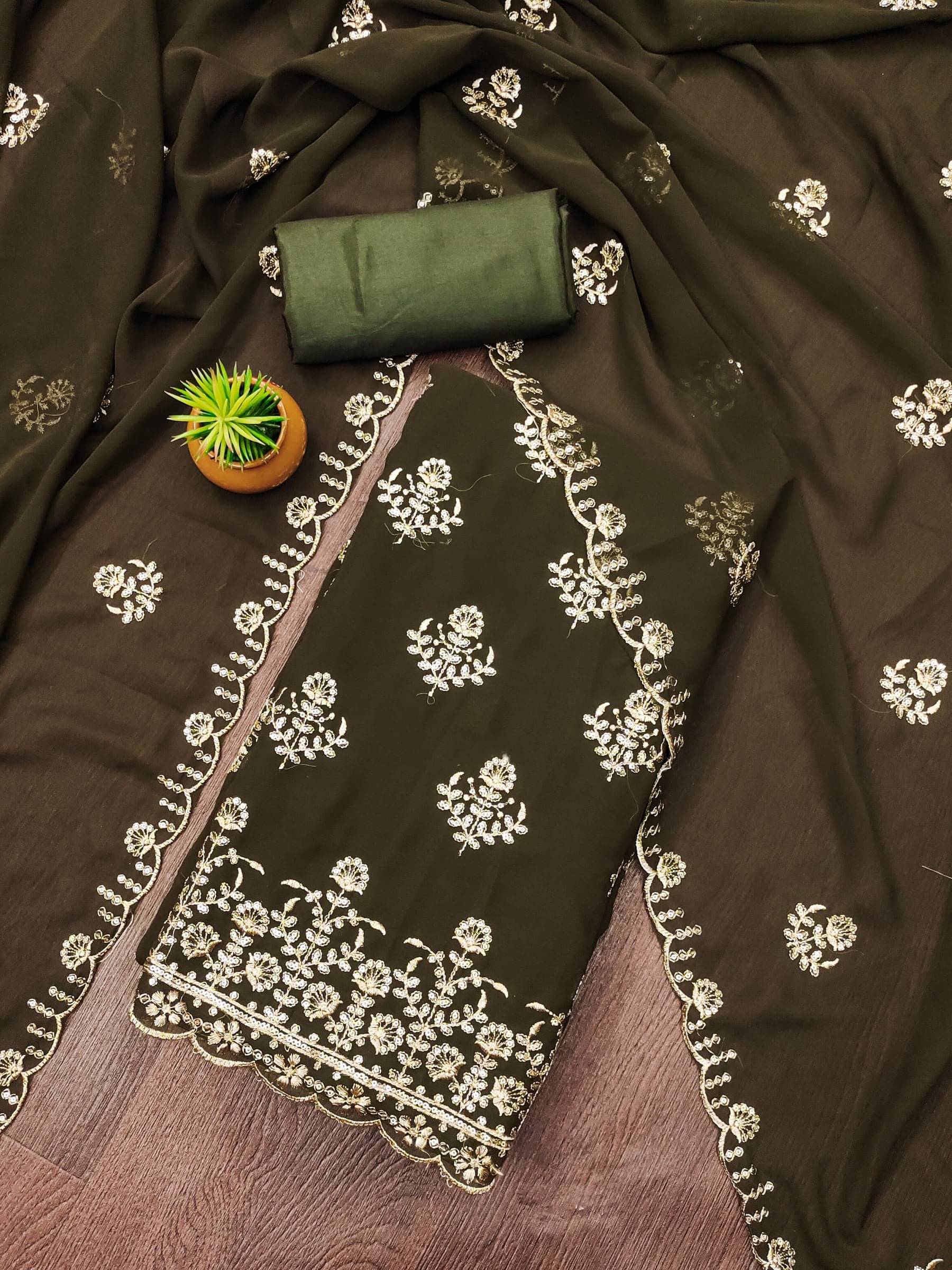 Shree Mahantam Women Georgette Unstitched Dress Material ( Green ) Shree Mahantam Women Georgette Unstitched Dress Material ( Green )
