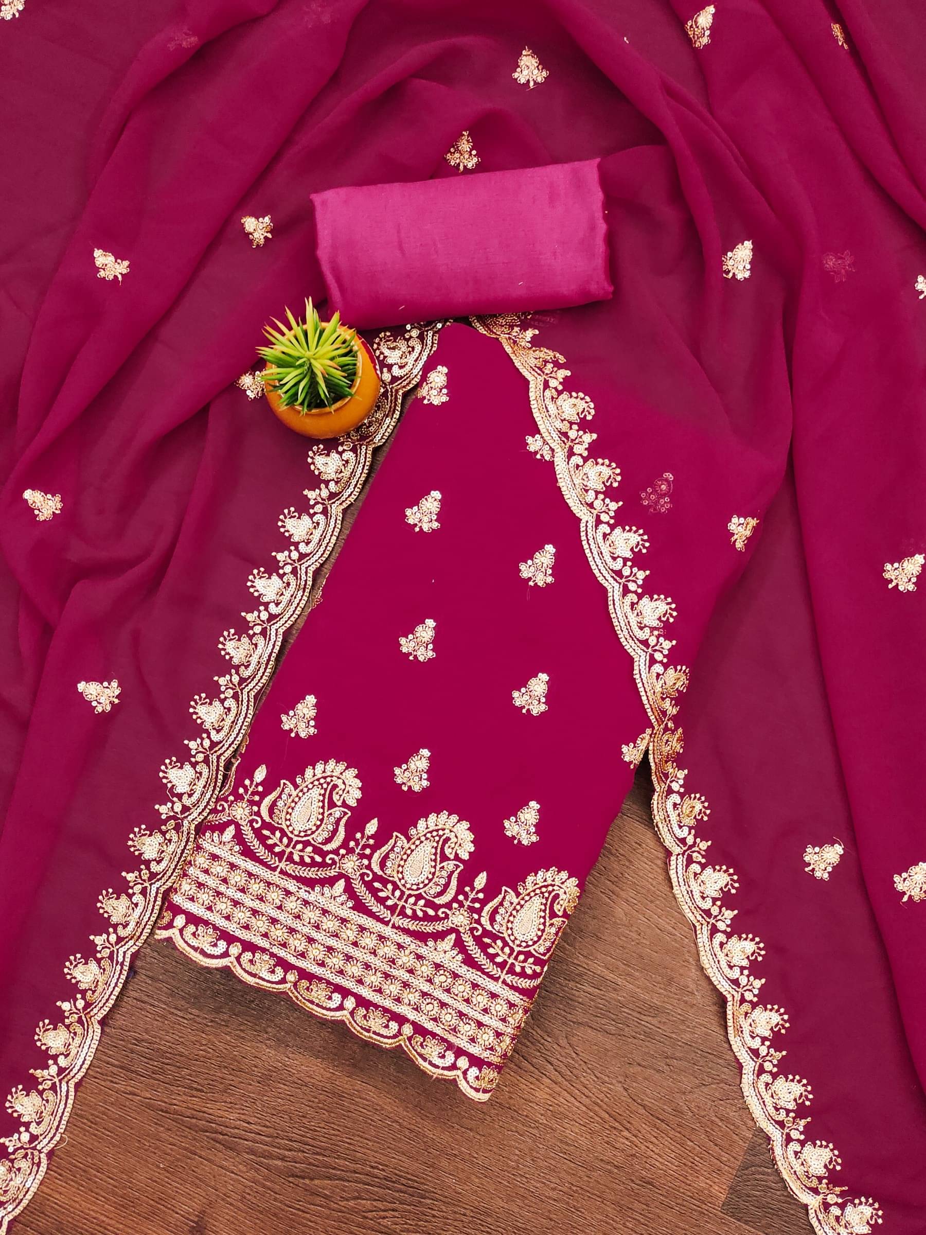     			Shree Mahantam Women Georgette Unstitched Dress Material ( Pink )