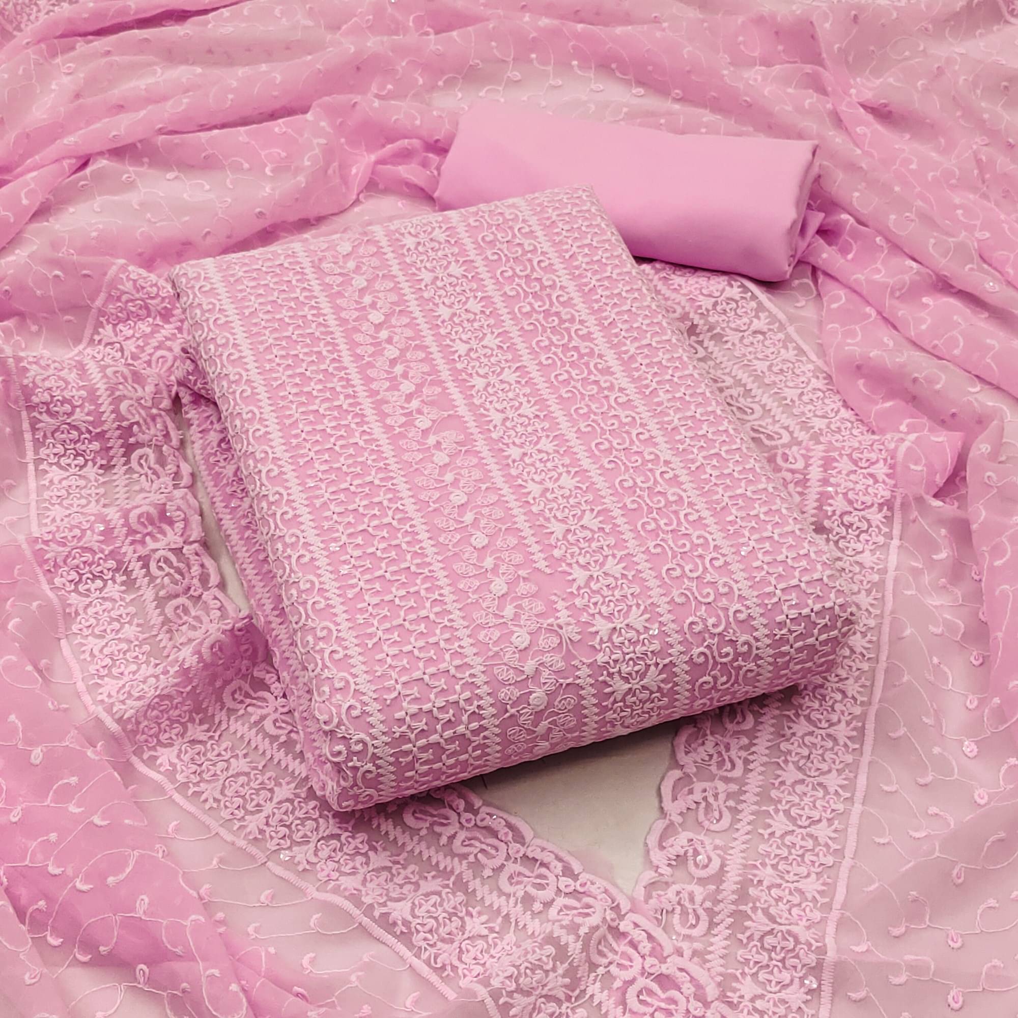     			Shree Mahantam Women Georgette Unstitched Dress Material ( Pink )