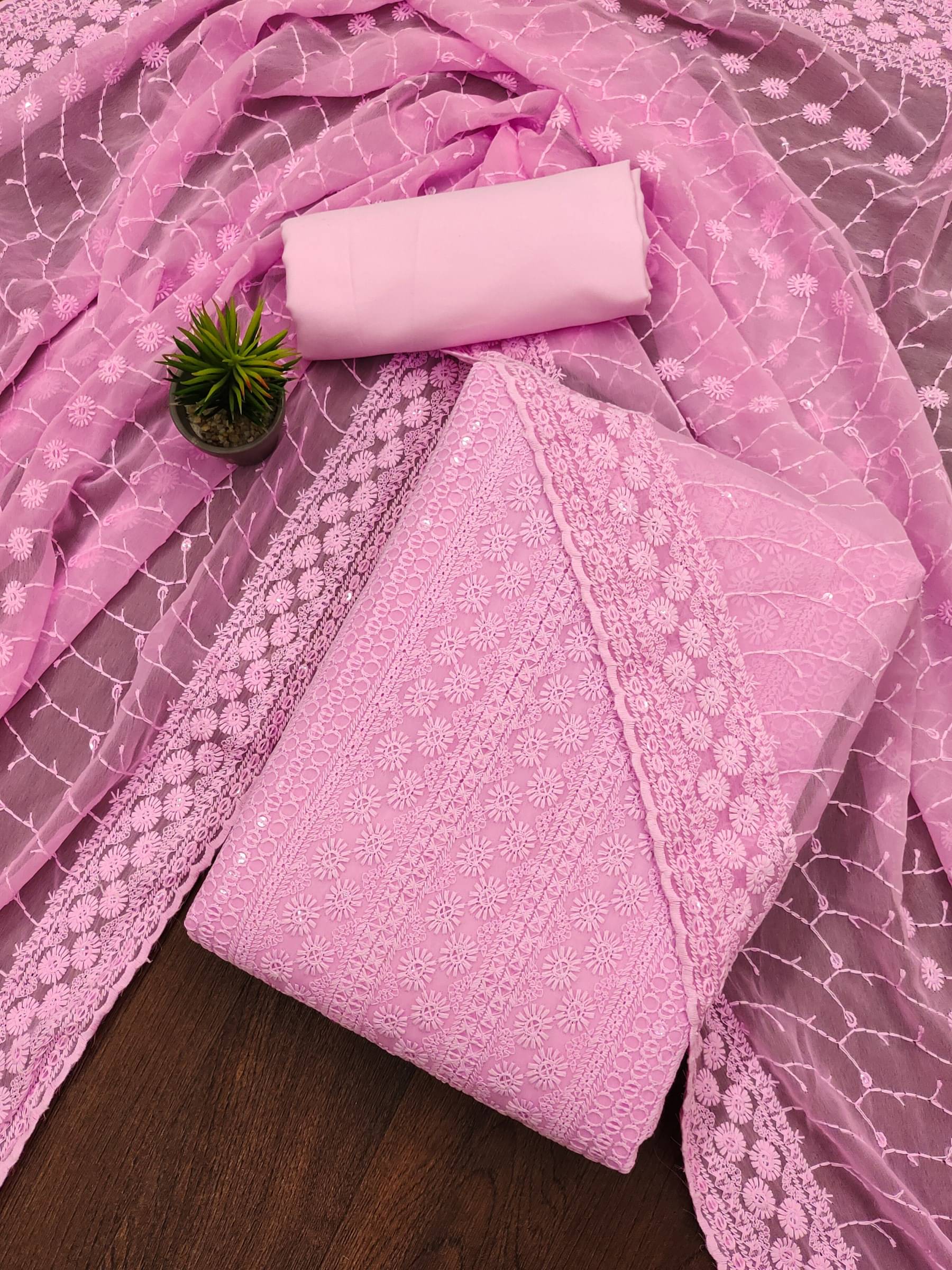     			Shree Mahantam Women Georgette Unstitched Dress Material ( Pink )