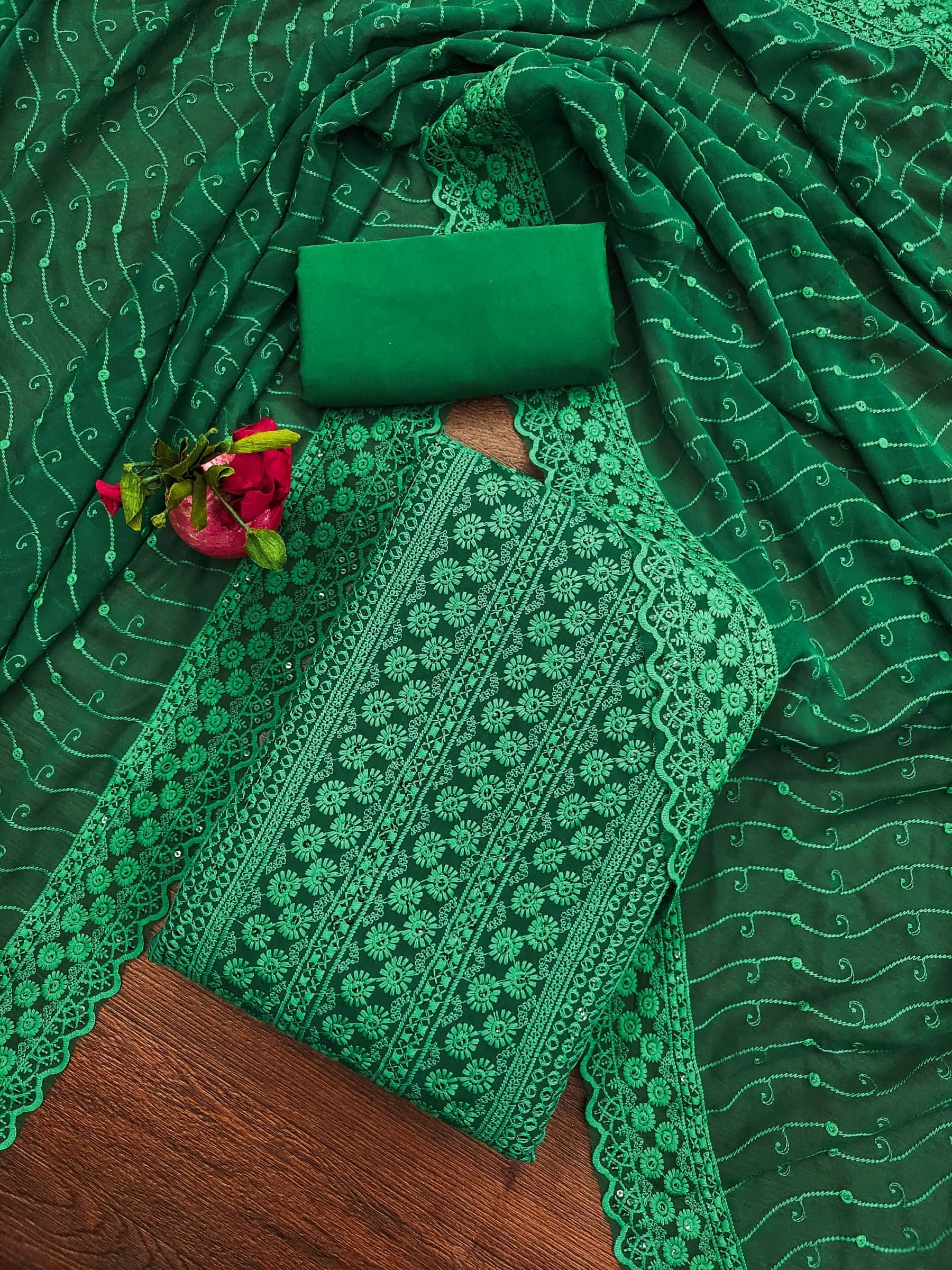     			Shree Mahantam Women Georgette Unstitched Dress Material ( Green )