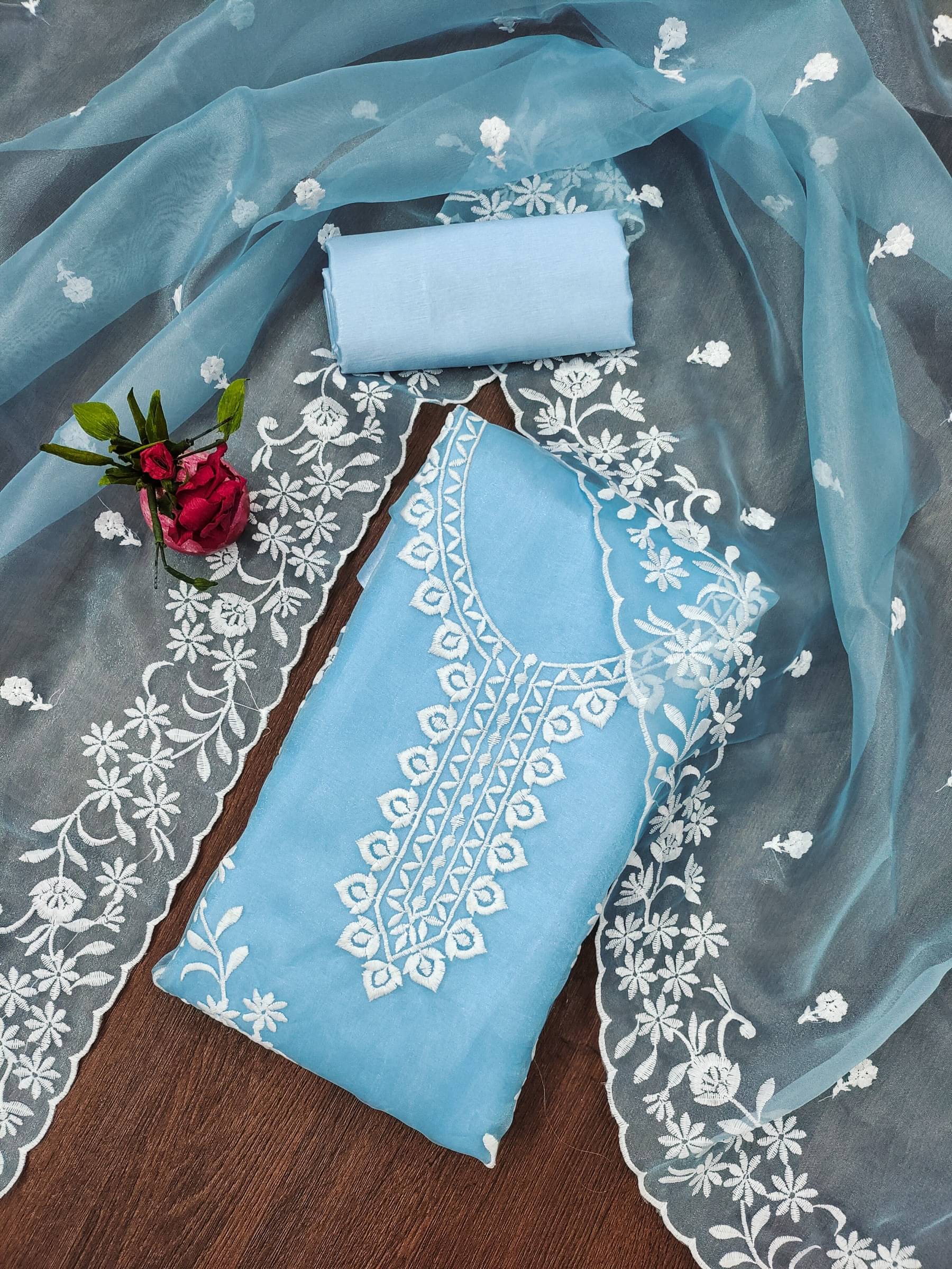     			Shree Mahantam Women Organza Unstitched Dress Material ( Blue )