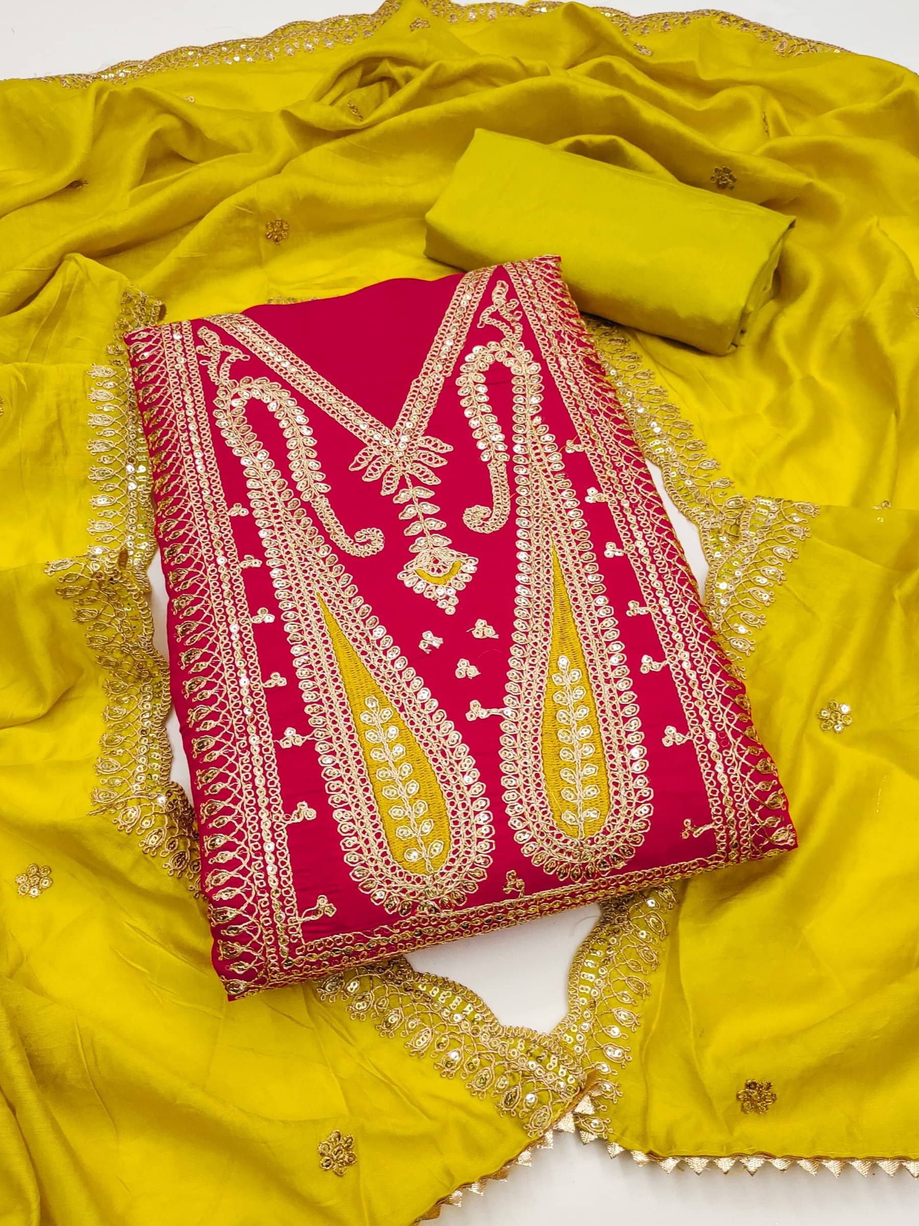 Shree Mahantam Women Silk Unstitched Dress Material ( Pink ) Shree Mahantam Women Silk Unstitched Dress Material ( Pink )