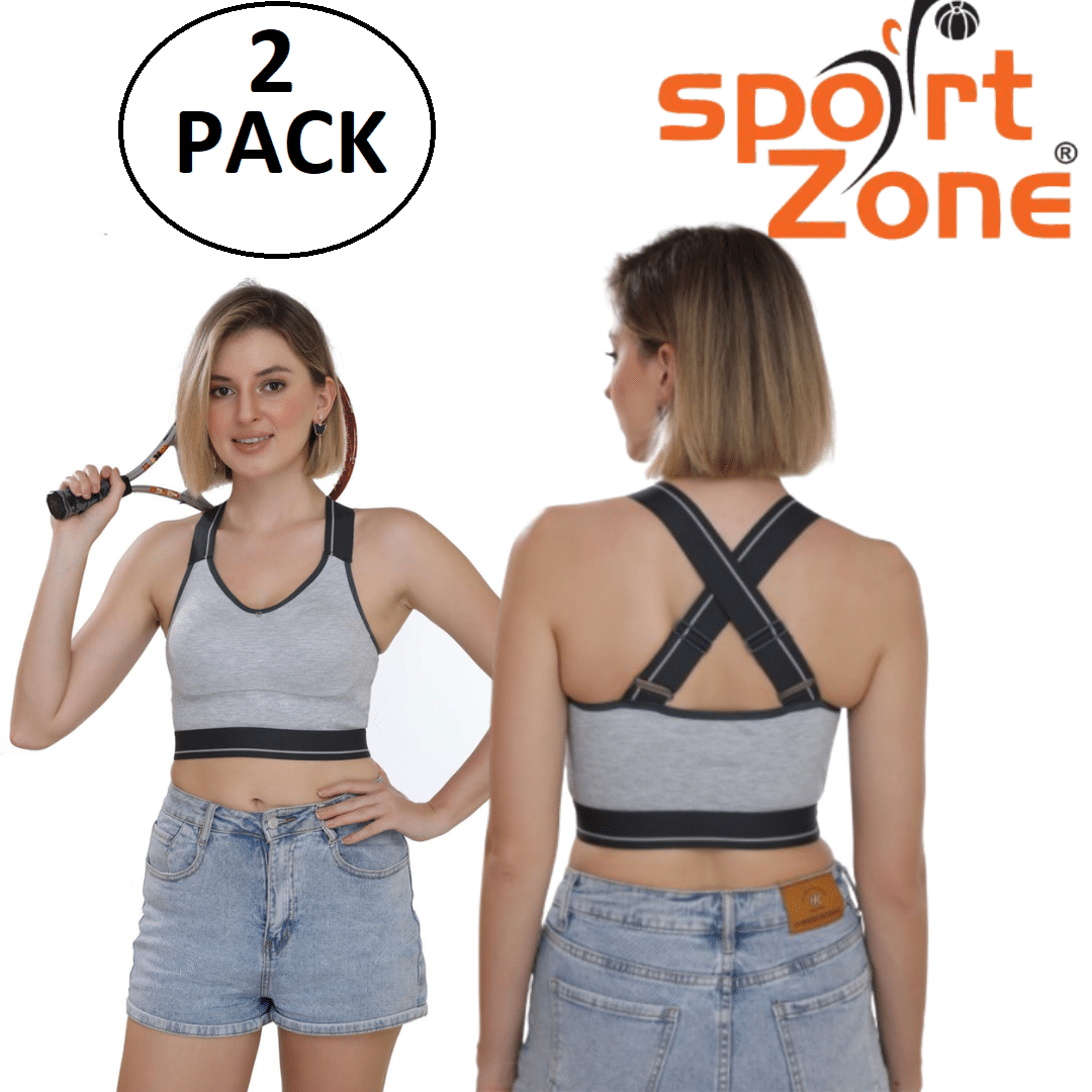     			SportZone Lycra Lightly Padded T-Shirt Bra ( Dark Grey , Pack of 2 )