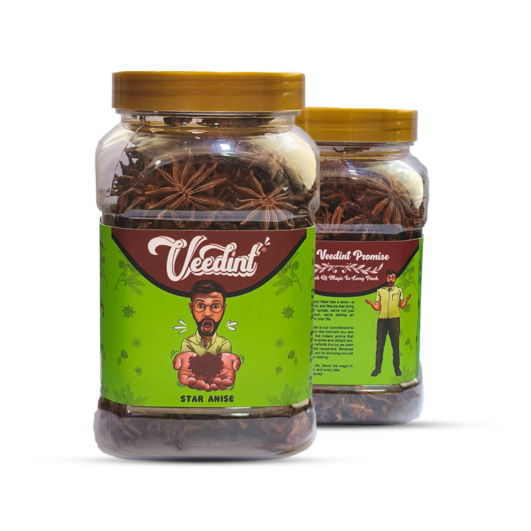     			VeeDInt Star Anise 100g , Whole Chakri Phool, Badhiyan Phool, 100% Natural 100 gm