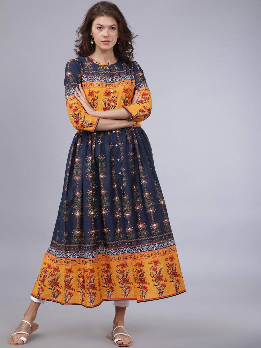     			Vishudh Women Cotton Printed Anarkali Kurti ( Multicolor )