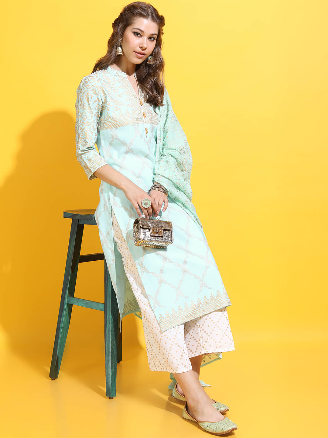 Vishudh Women Viscose Printed Straight Kurti With Palazzo ( Blue ) Vishudh Women Viscose Printed Straight Kurti With Palazzo ( Blue )