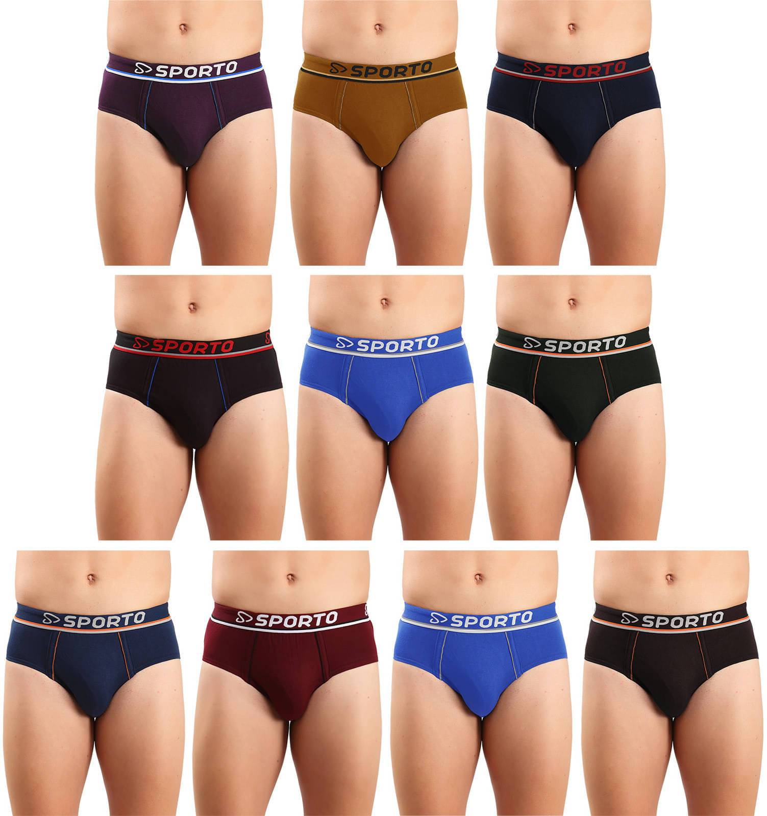     			Amul comfy Pack of 10 Cotton Briefs For Men's ( Multicolor )