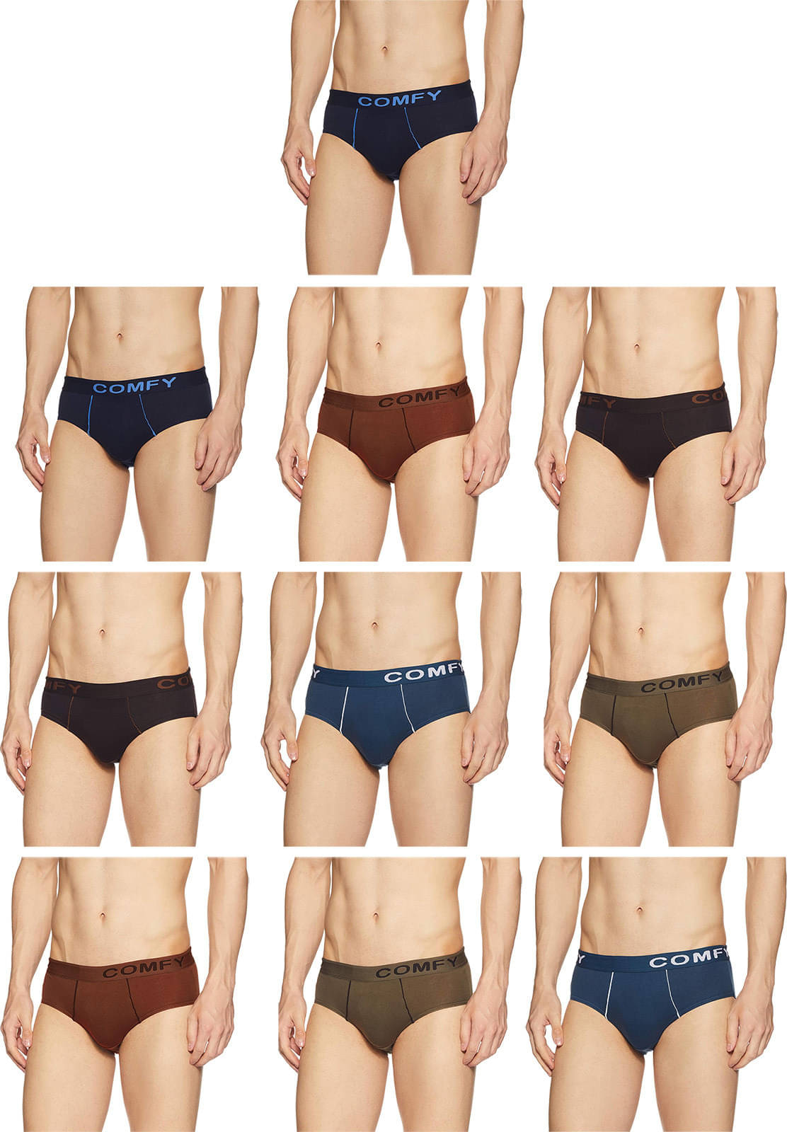     			Amul comfy Pack of 10 Cotton Briefs For Men's ( Multicolor )
