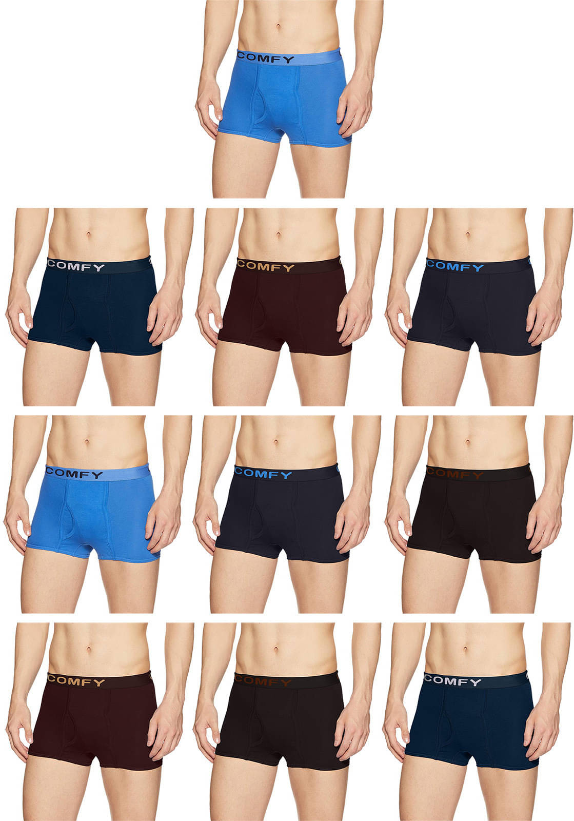     			Amul comfy Pack of 10 Cotton Trunks For Men's ( Multicolor )